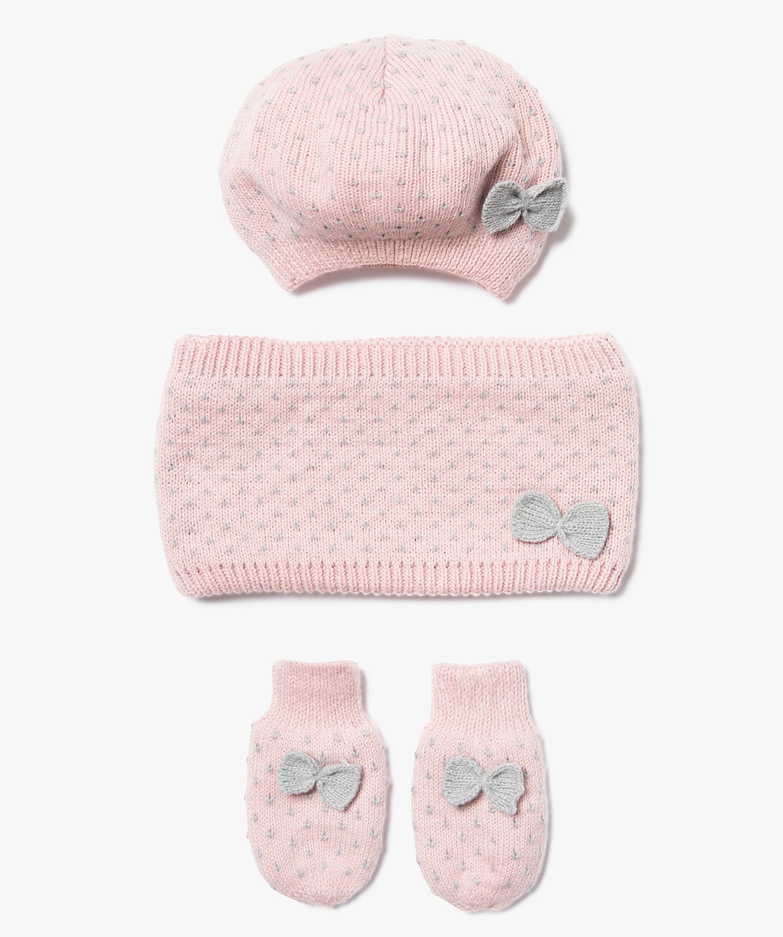 Gemo Accessoires Fille Ensemble 3 Pieces Bebe Fille Bonnet Tour De Cou Moufles Rose Bebe Gemo Gemo Accessoires Fille Ensemble 3 Pieces Bebe Fille Bonnet Tour De Cou Moufles Rose Bebe Gemo