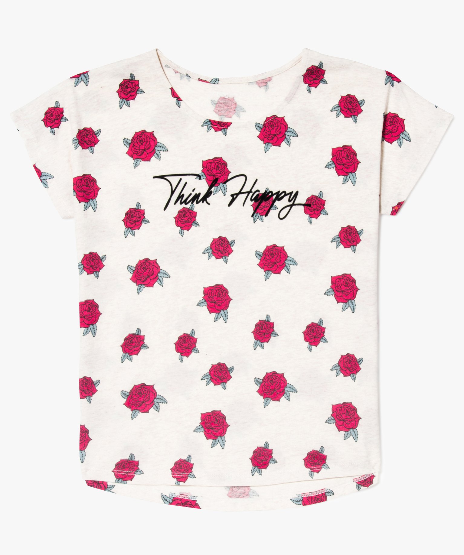 Gemo vetements tee shirt ado fille a motifs beige tee shirts fille GEMO