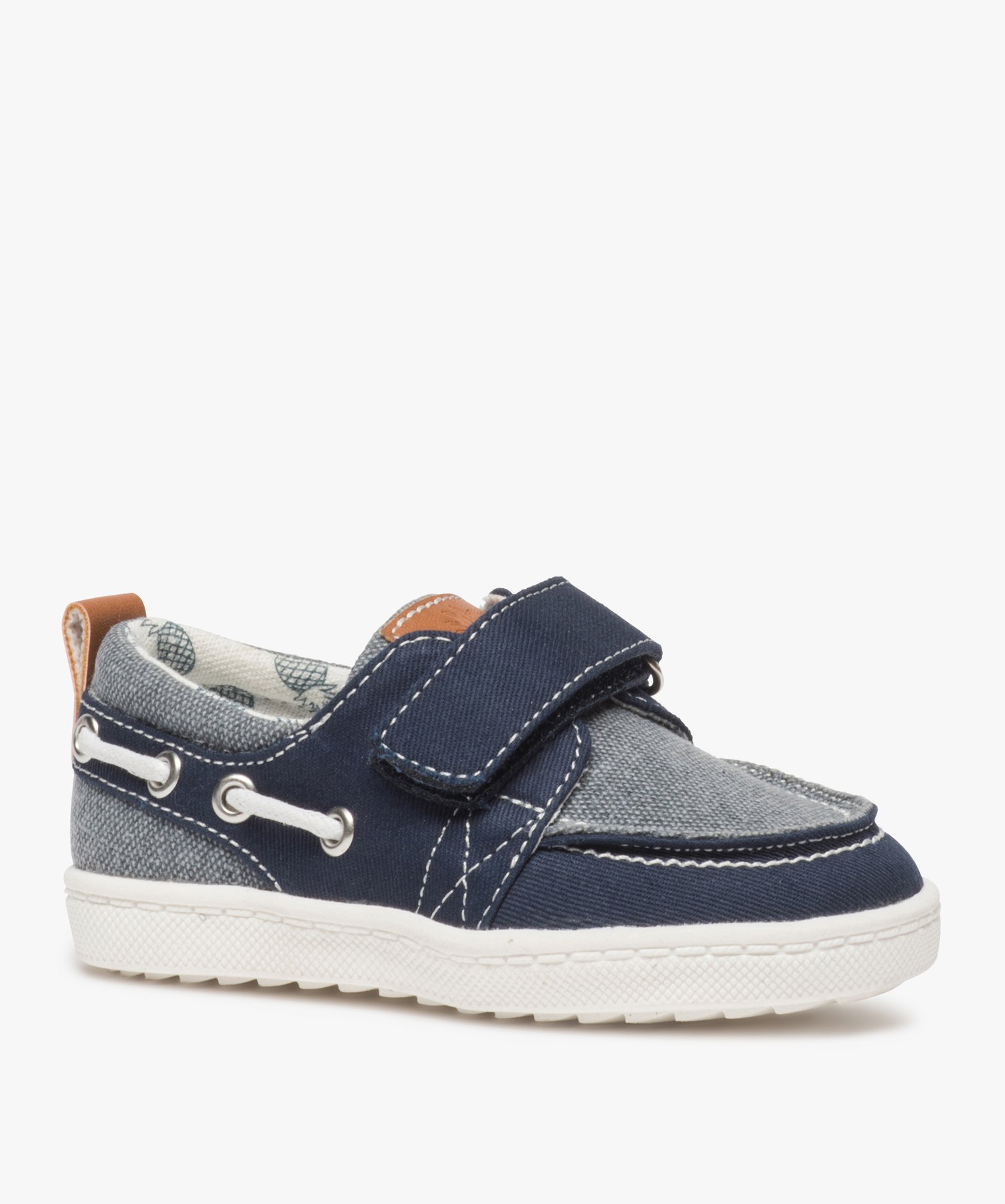 Gemo Chaussures Garcon Chaussures Bateau Bebe Garcon En Toile Bicolore Bleu Baskets Et Tennis Bebe Gemo