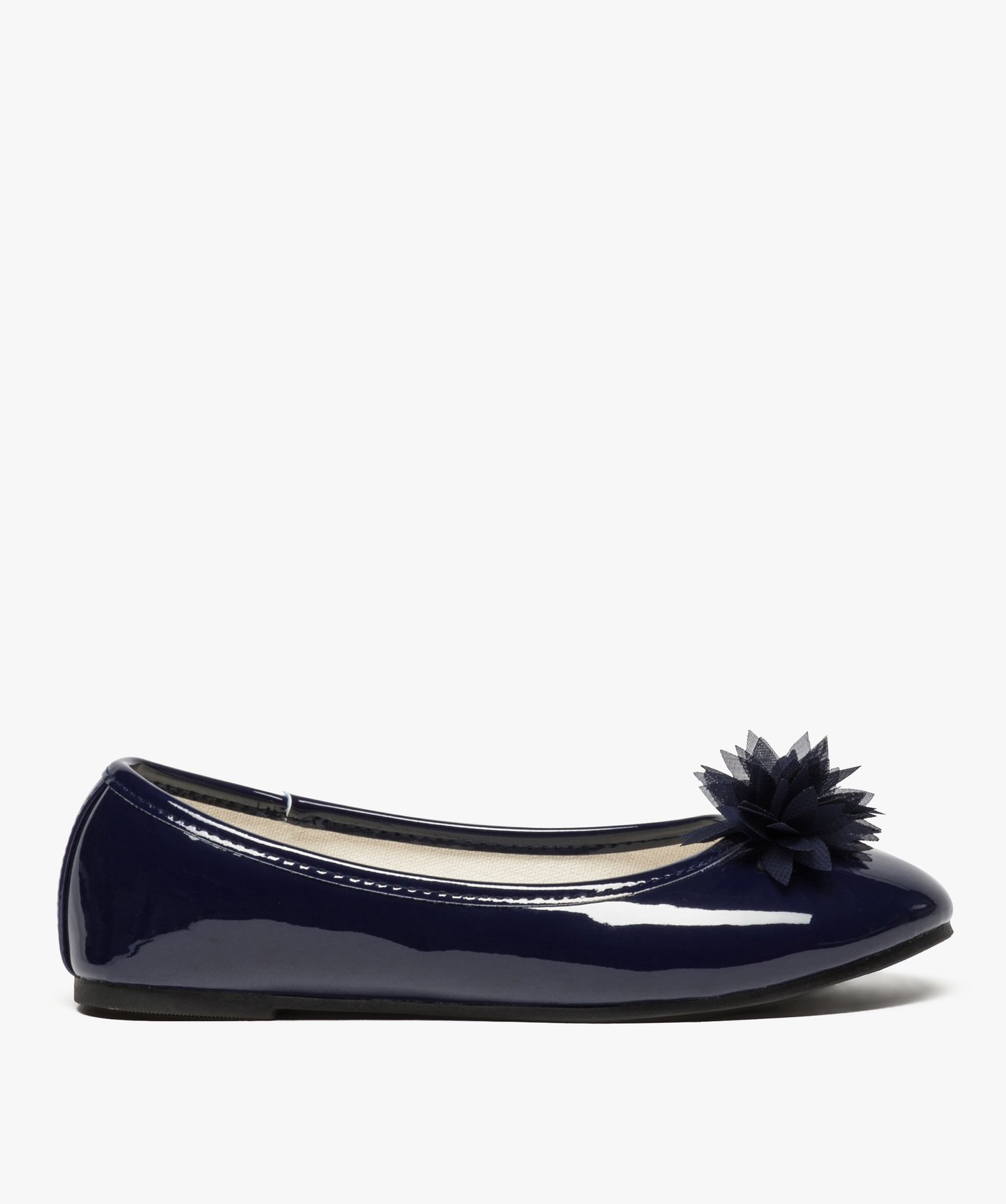Gemo chaussures ballerines fille vernies avec fleurs en tulle sur le dessus bleu ballerines fille GEMO