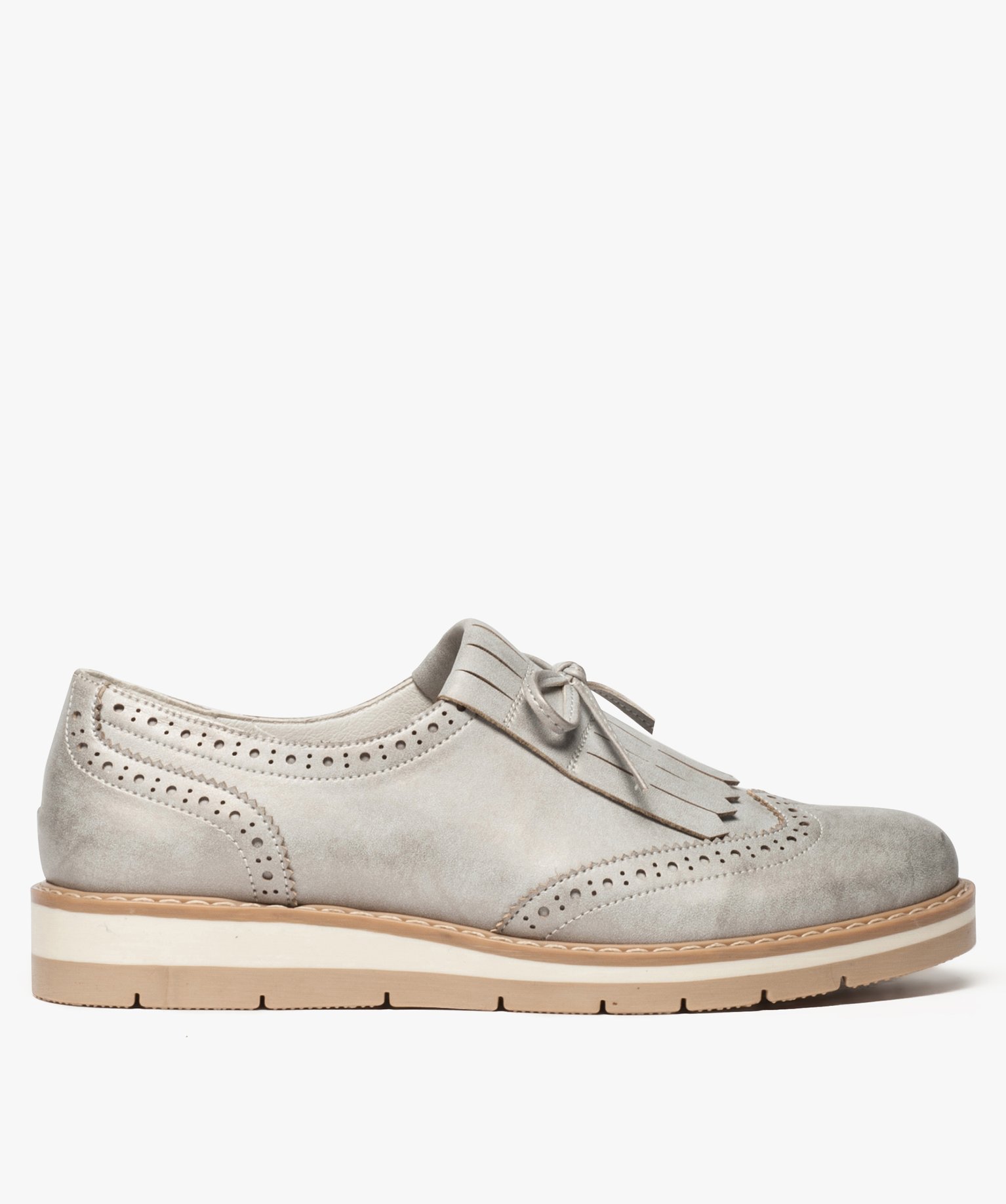 Gemo chaussures derbies femme facon mocassin avec patte mexicaine gris standard derbies femme GEMO