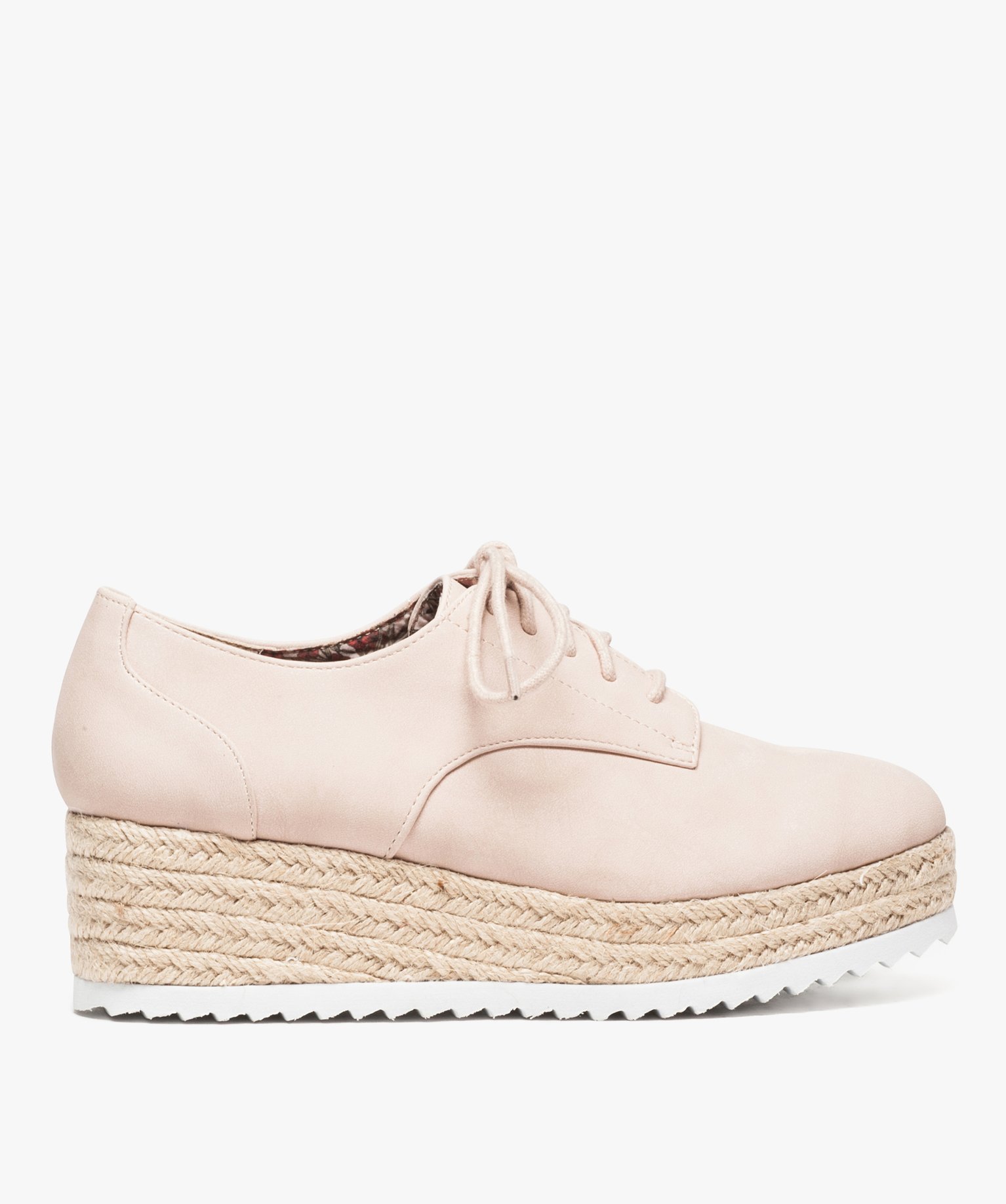 Gemo chaussures derbies femme avec talon compense et semelle recouverte de corde rose derbies femme GEMO