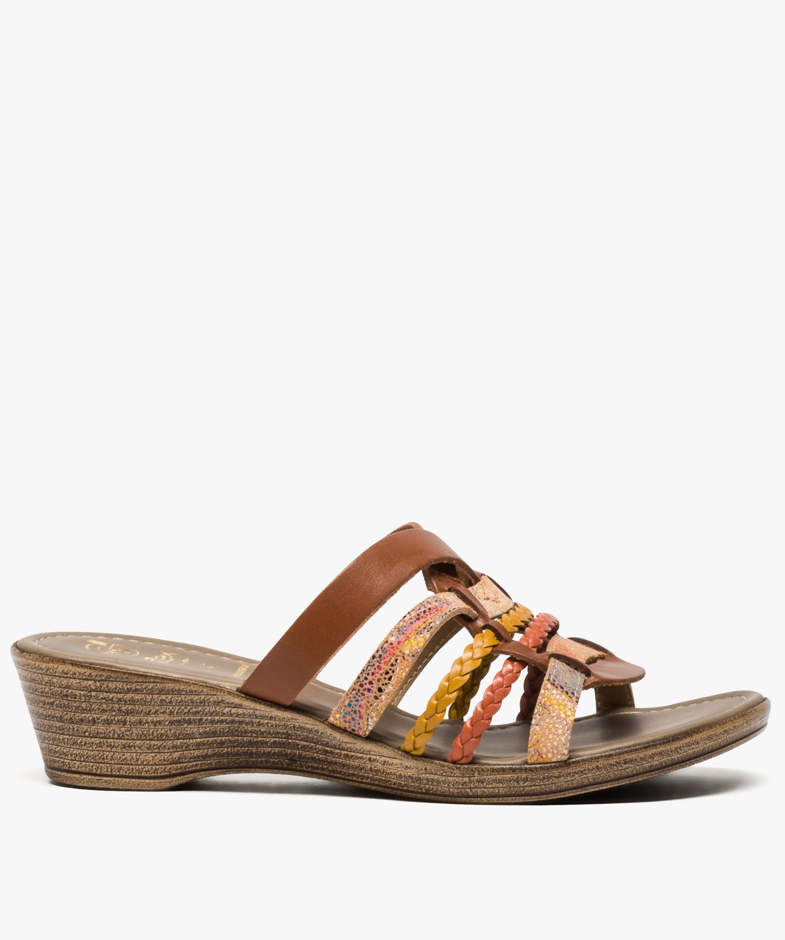Gemo Chaussures Femmes Gemo chaussures sandales femme confort a talon avec brides tressees brun femme | GÉMO