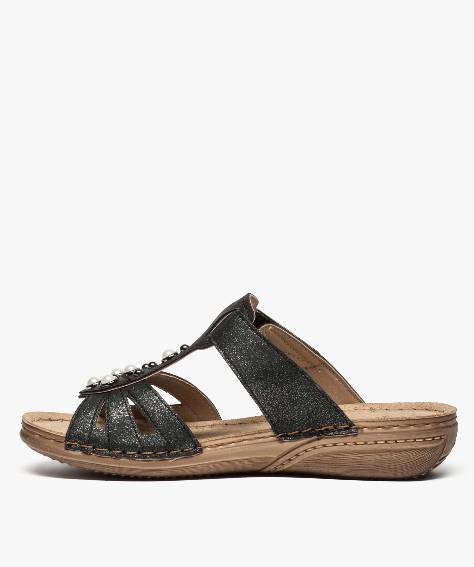 Gémo Chaussures Femme Confort Gemo chaussures sandales femme confort a brides metallisees et perles noir femme | GÉMO