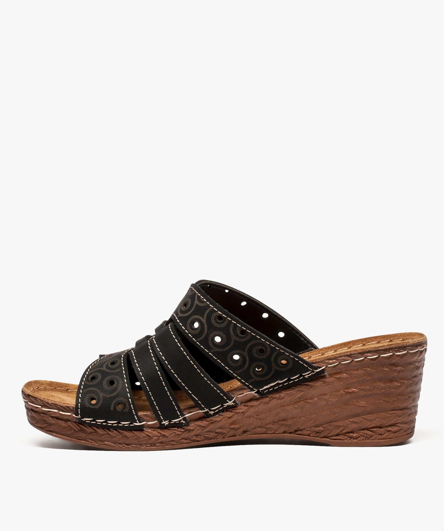 Gemo Chaussures Femmes Gemo chaussures mules femme confort a talon compense et brides enveloppantes noir femme | GÉMO