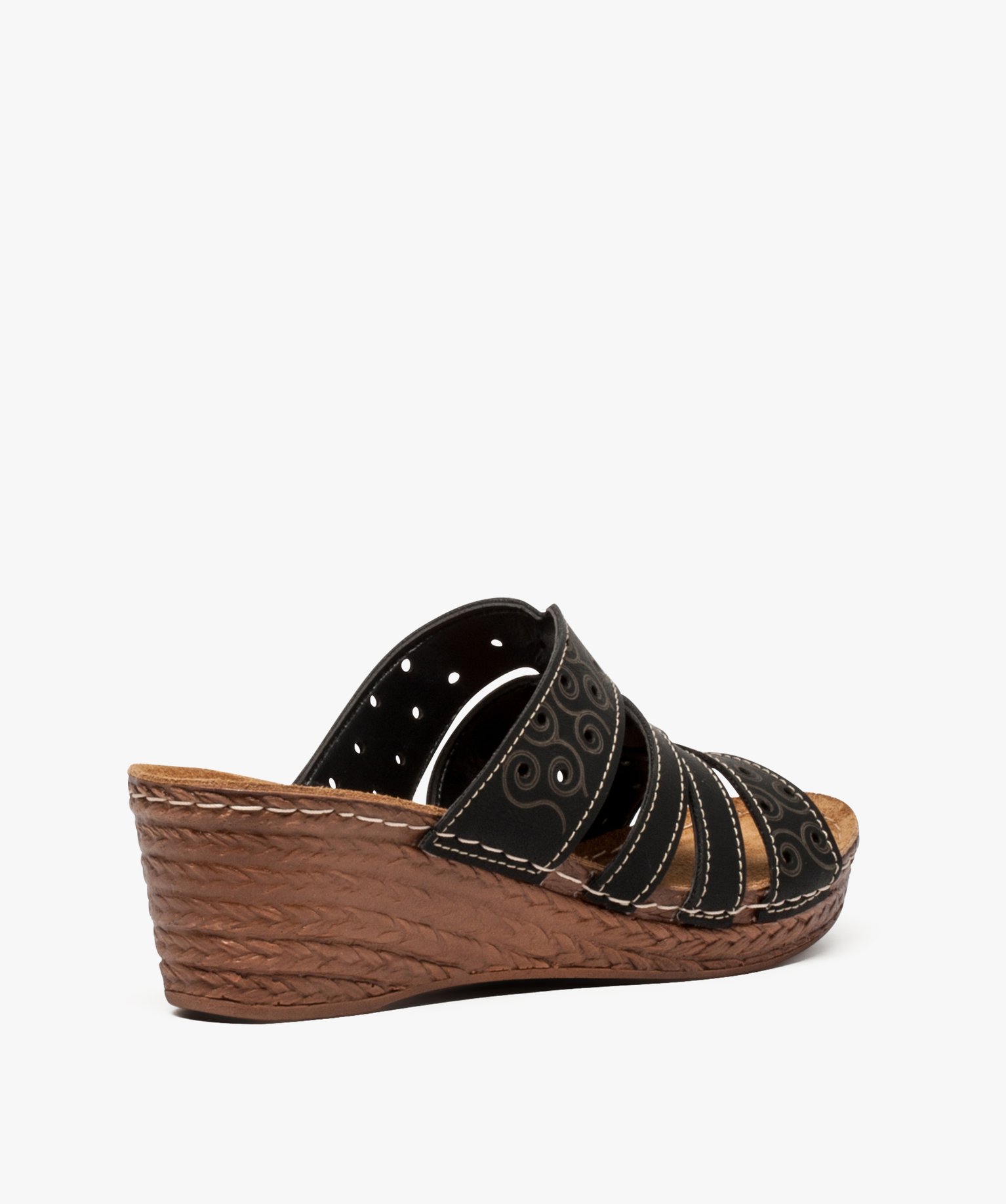 Gemo Chaussures Femmes Gemo chaussures mules femme confort a talon compense et brides enveloppantes noir femme | GÉMO