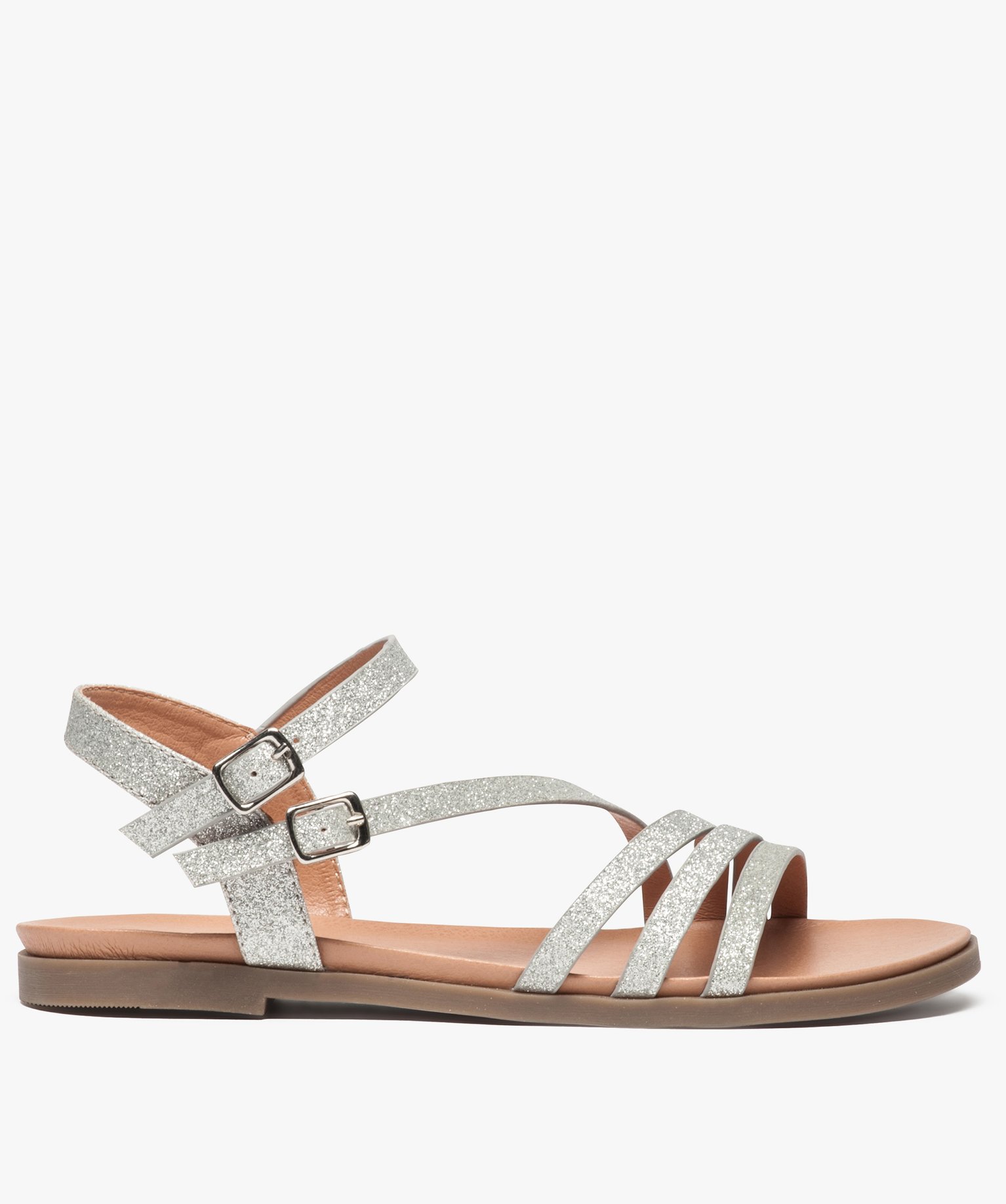 Gemo Chaussures Femmes Gemo chaussures sandales femme multibrides pailletees avec semelle plate gris femme | GÉMO