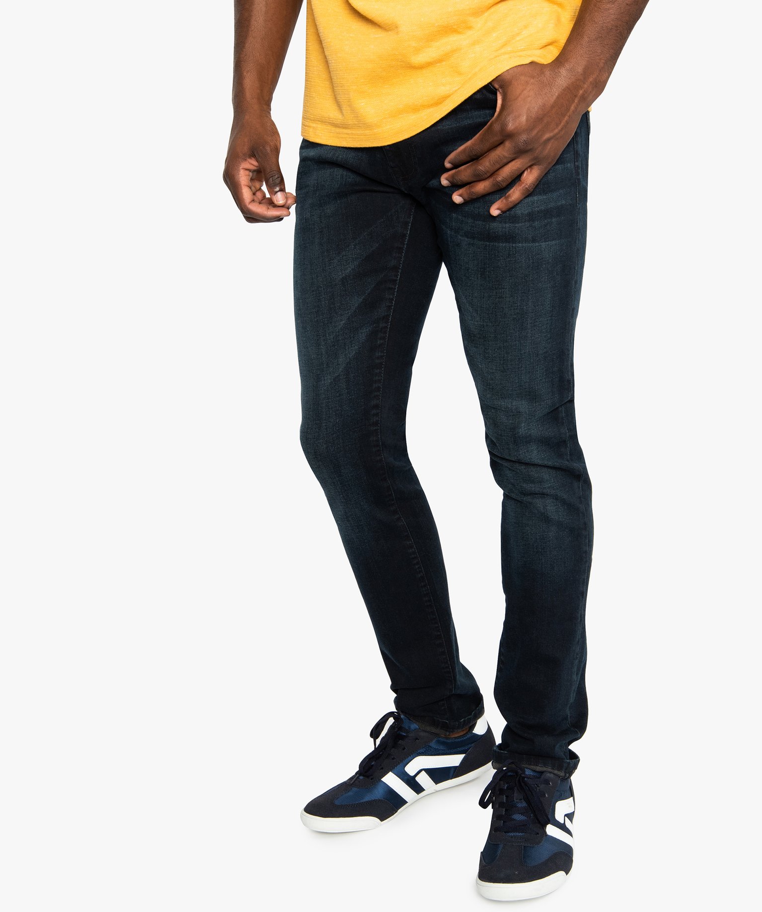 Gemo vetements jean homme slim stretch taille haute delave bleu jeans delaves homme GEMO