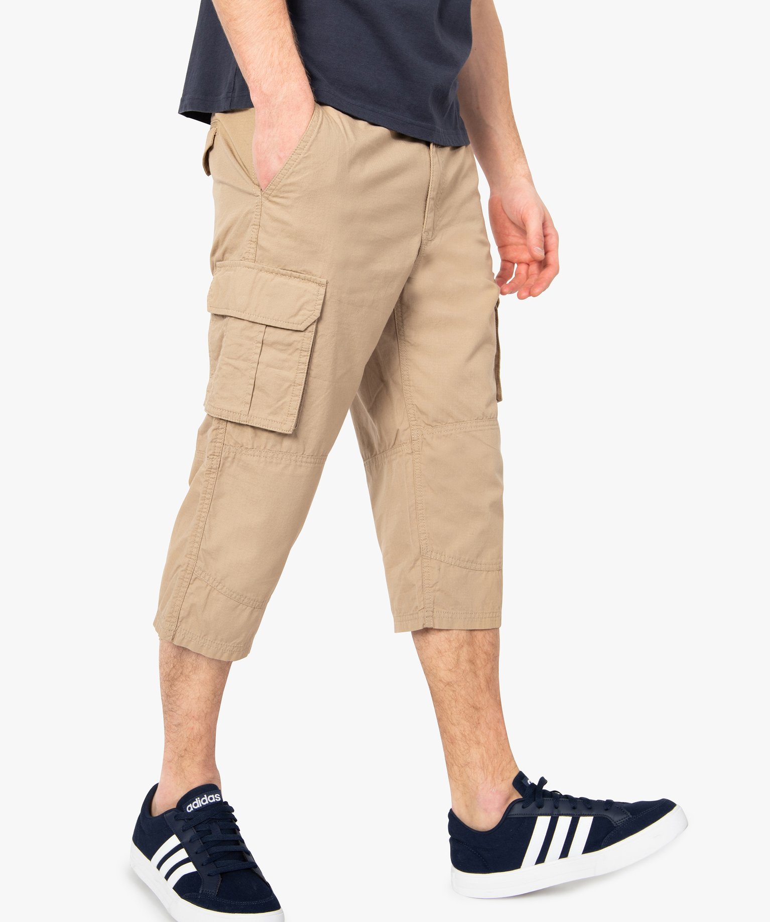 Gemo vetements pantacourt homme en toile avec nombreuses poches beige shorts et bermudas homme GEMO
