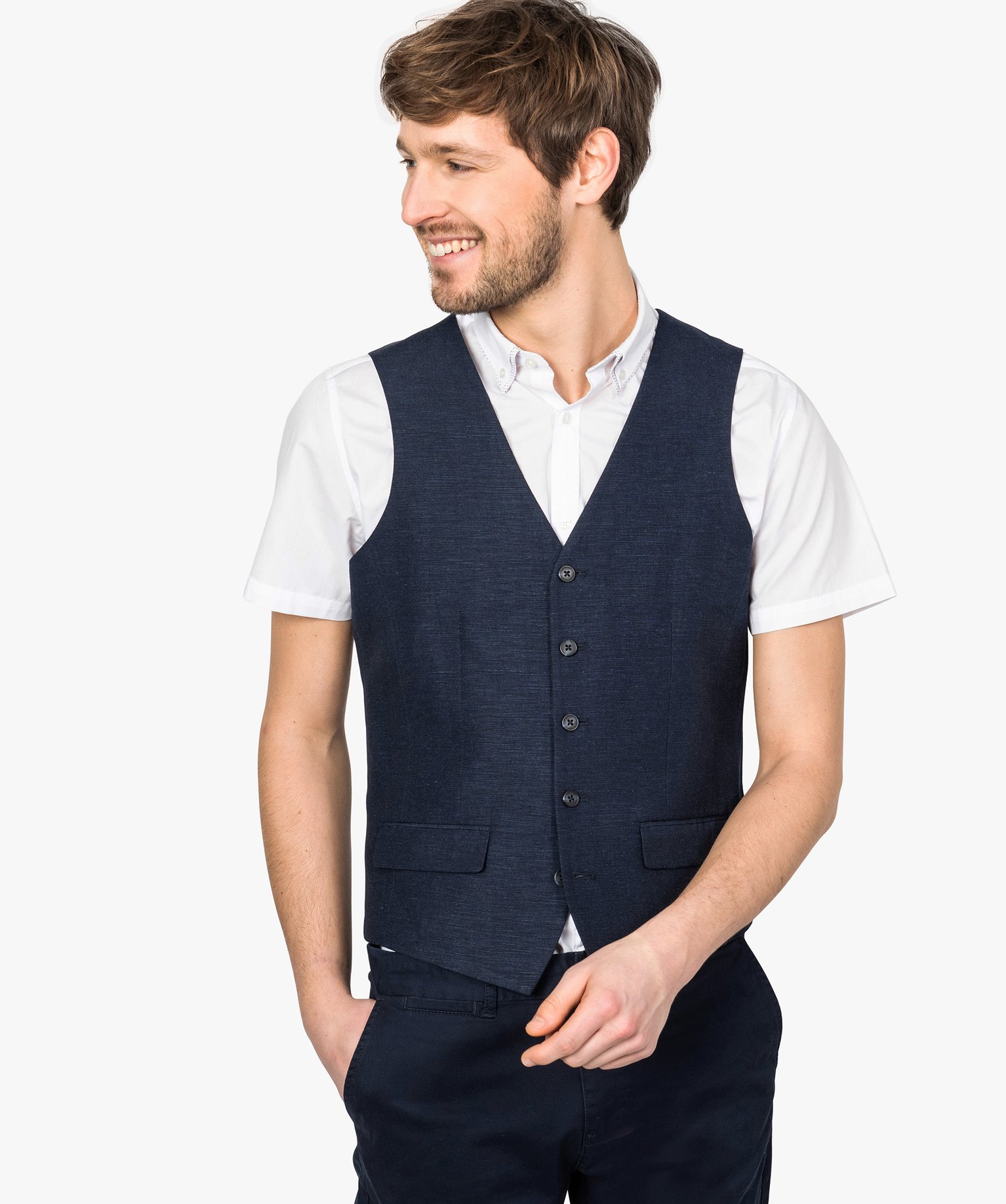 gilet costume lin homme