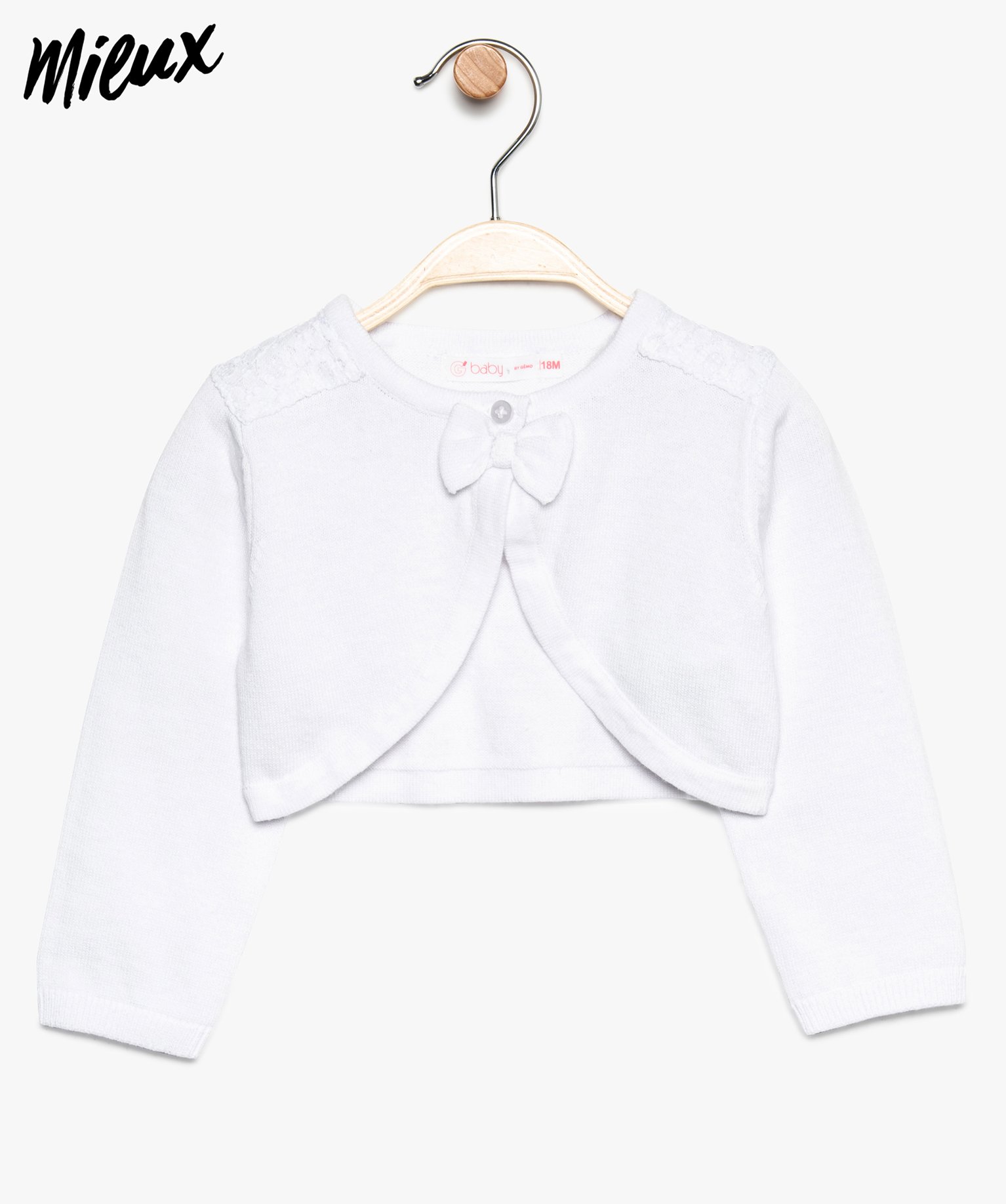 Gemo Vetements Fille Gilet Bebe Fille Court En Coton Bio Avec Dos En Dentelle Blanc Bebe Gemo Gemo Vetements Fille Gilet Bebe Fille Court En Coton Bio Avec Dos En Dentelle Blanc Bebe Gemo