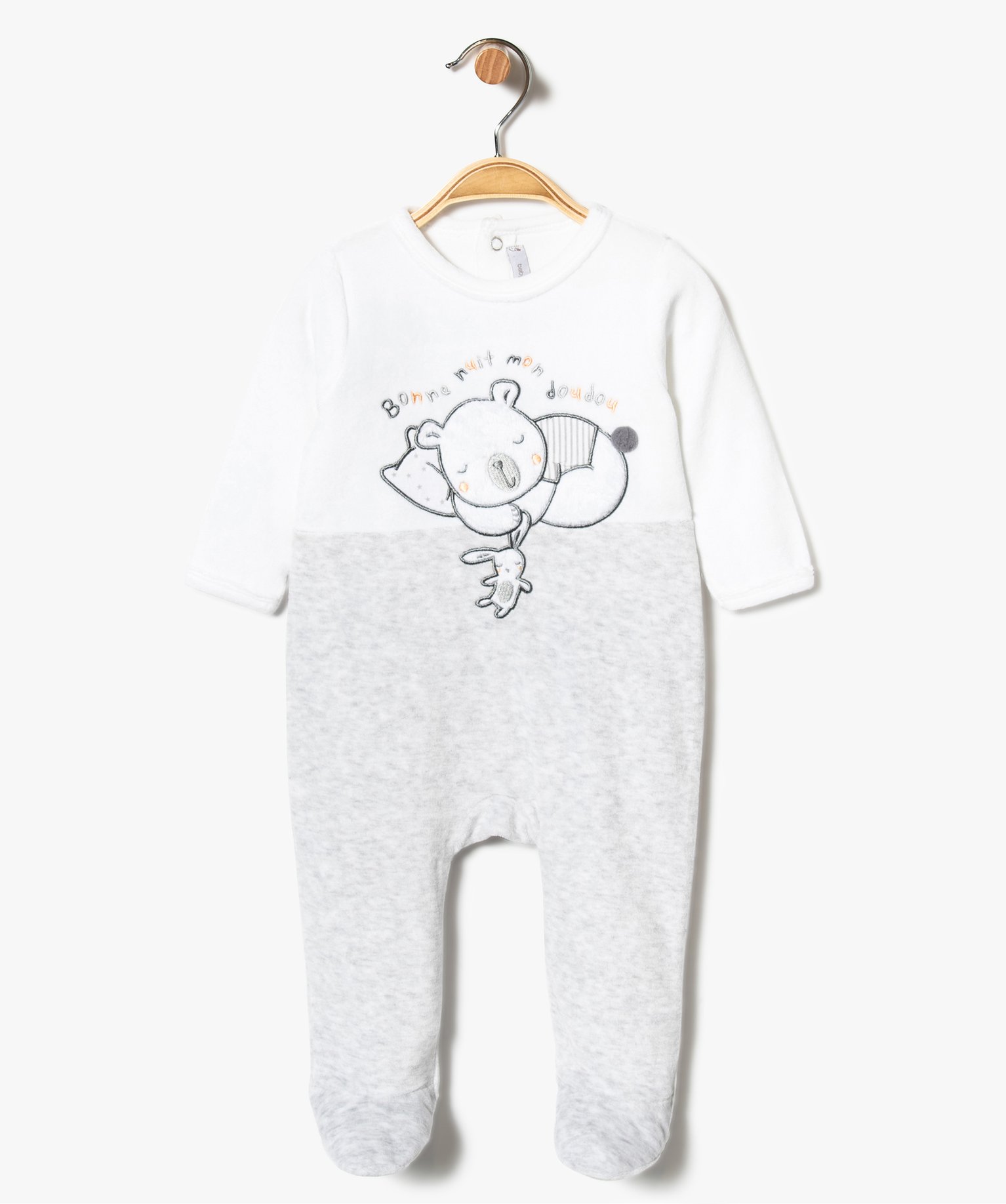 Gemo Vetements Garcon Pyjama Bebe En Velours Bicolore Et Motif Ourson Brode Blanc Bebe Gemo Gemo Vetements Garcon Pyjama Bebe En Velours Bicolore Et Motif Ourson Brode Blanc Bebe Gemo