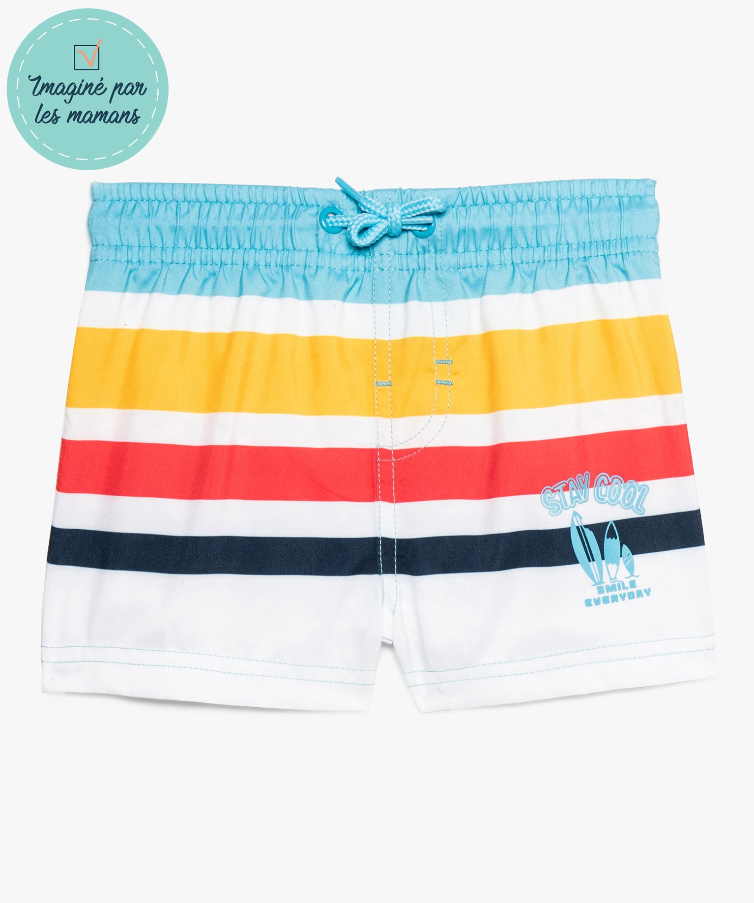 Gemo Vetements Garcon Short De Bain Bebe Garcon A Rayures Multicolores Imprime Bebe Gemo