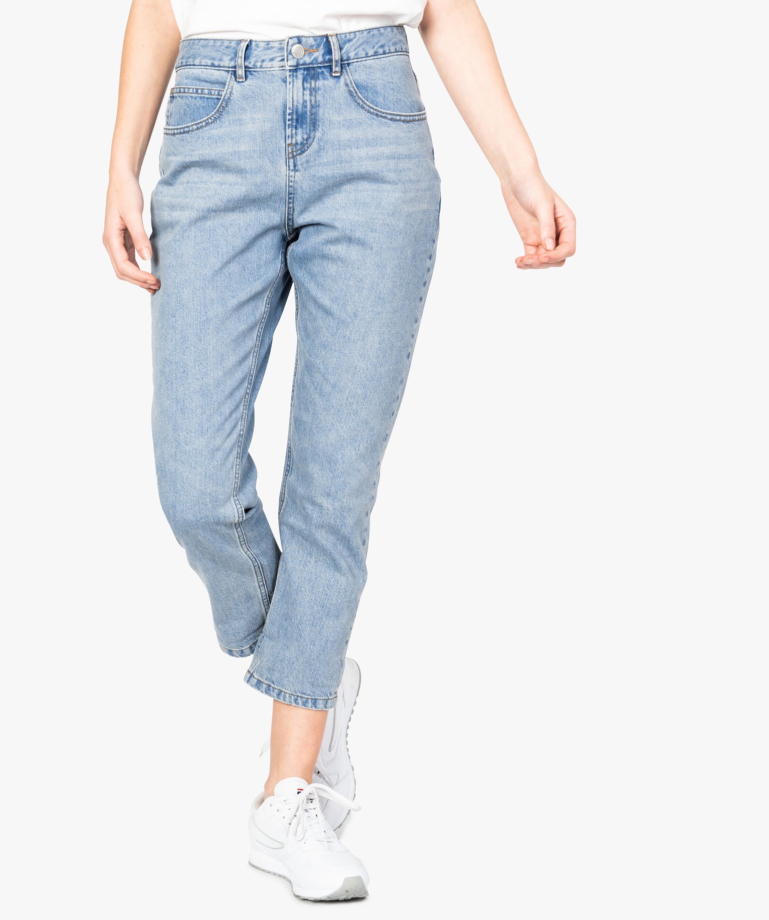Gemo vetements jean femme coupe boyfriend a taille basse bleu pantalons jeans et leggings femme GEMO