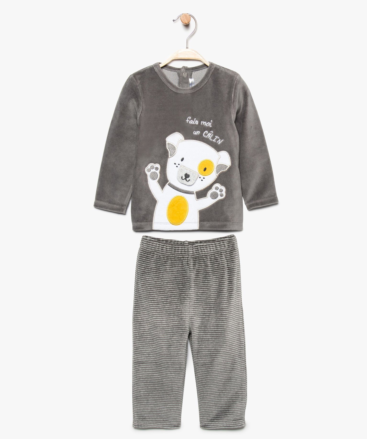 Gemo Vetements Garcon Pyjama Bebe 2 Pieces En Velours Avec Motif Chien Gris Bebe Gemo Gemo Vetements Garcon Pyjama Bebe 2 Pieces En Velours Avec Motif Chien Gris Bebe Gemo