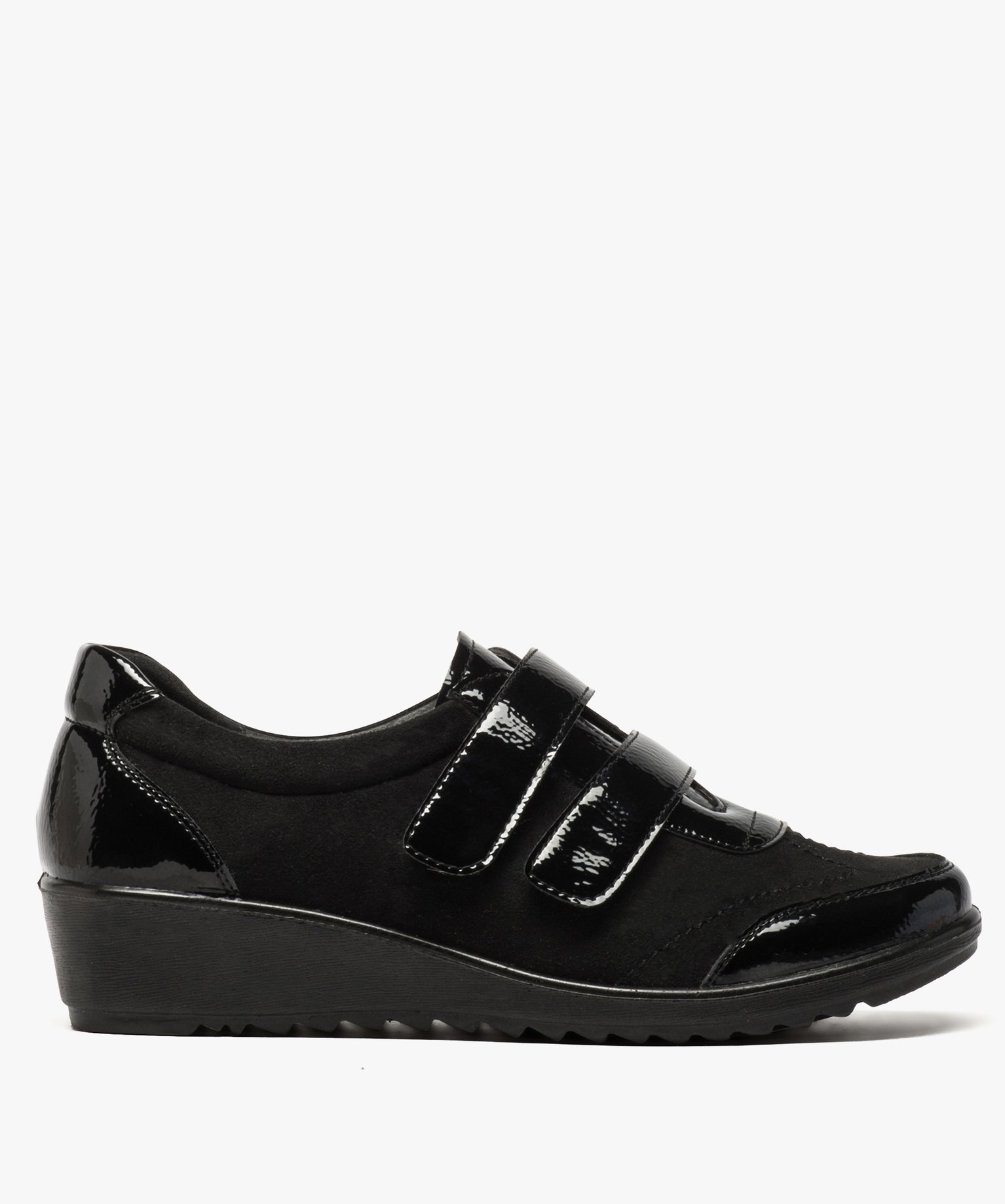 Gémo Chaussures Femme Confort Gemo chaussures derbies femme confort a scratch et semelle compensee crantee noir derbies femme