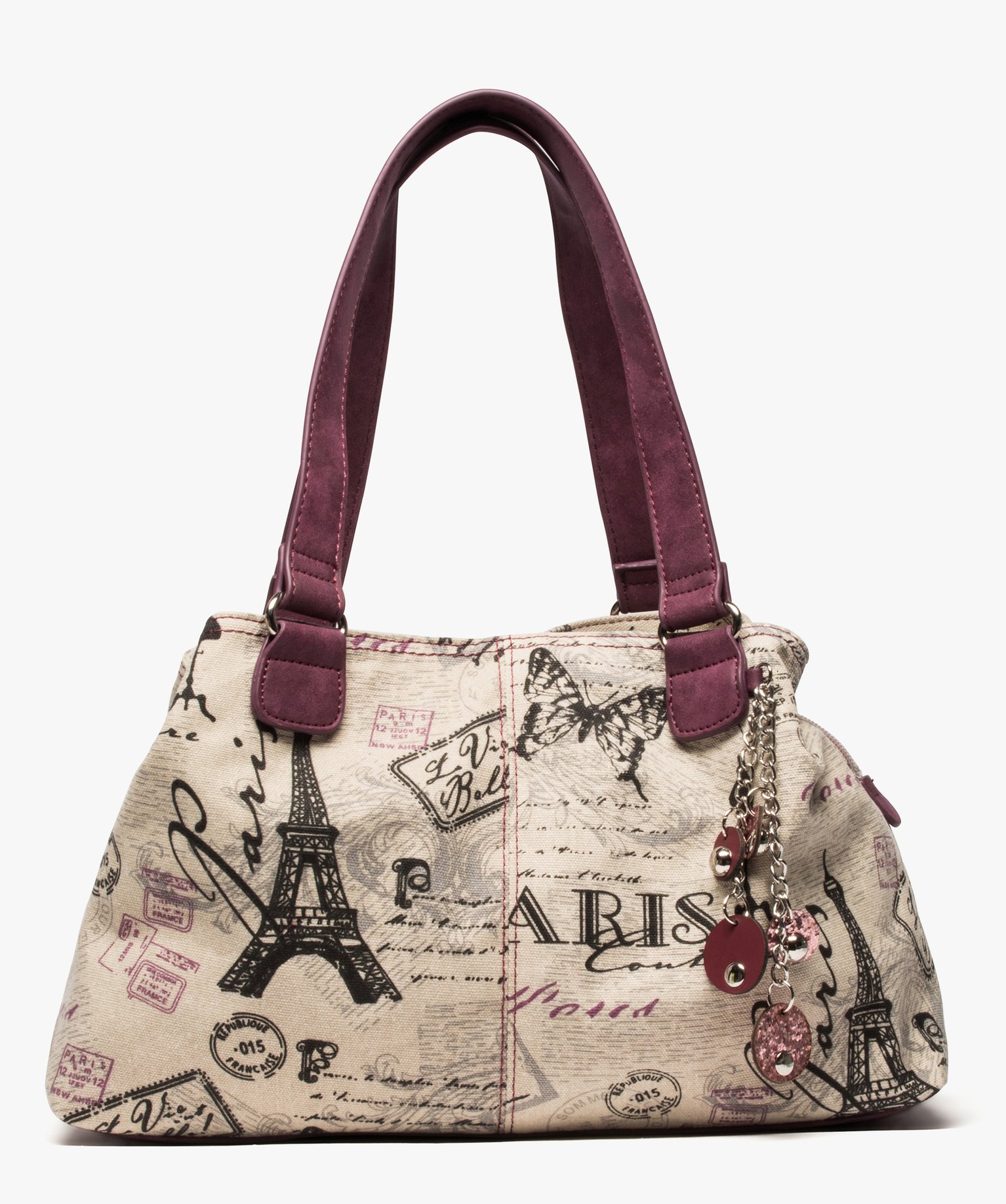 Gemo sacs et accessoires sac a main femme forme trapeze imprime paris rouge sacs a main femme GEMO