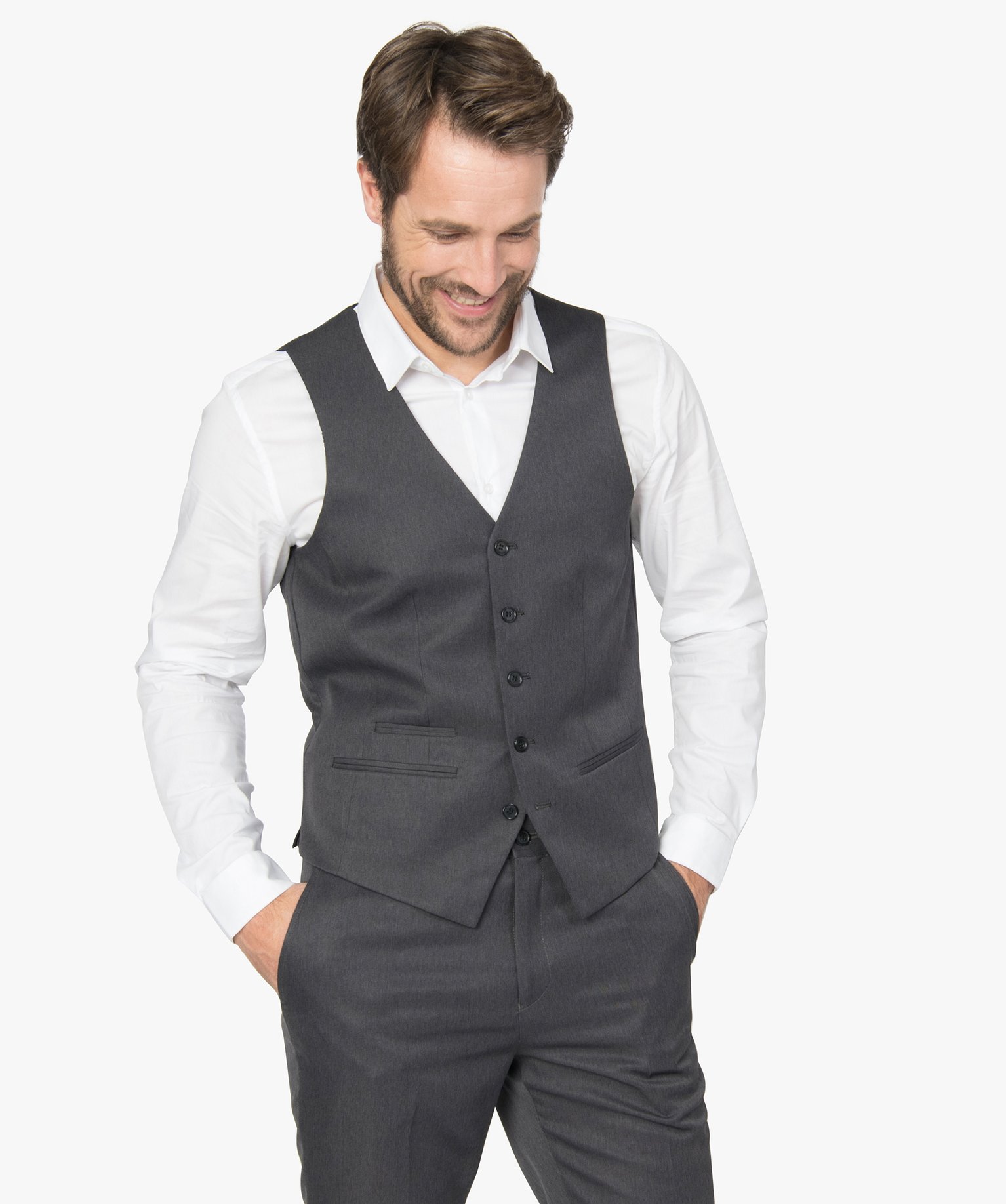 gilet costume homme gris