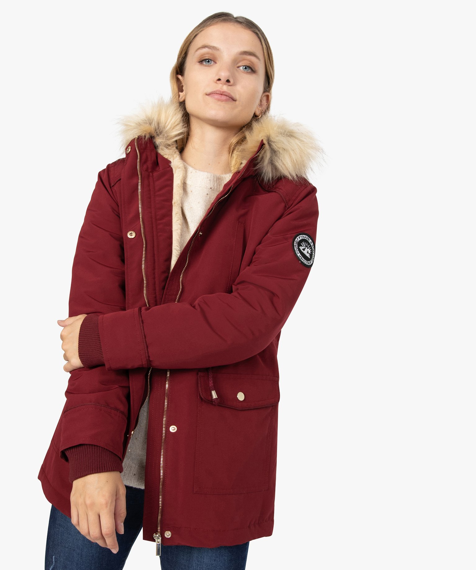 parka chaude femme rouge