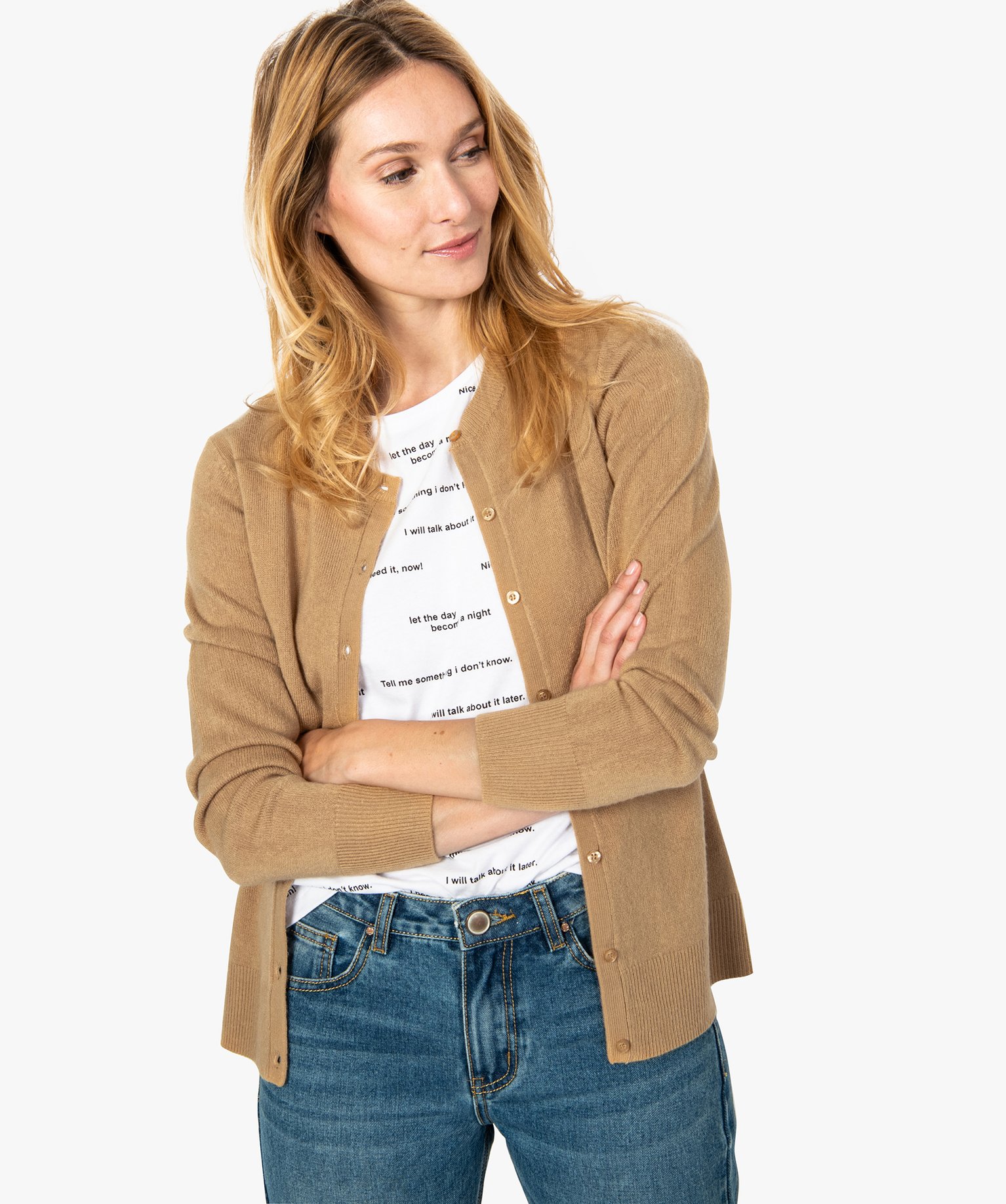 gilet femme beige doré