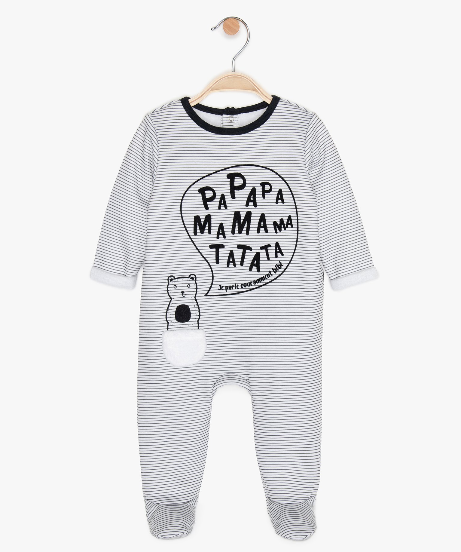 Gemo Vetements Garcon Pyjama Bebe En Jersey Double Peluche A Rayures Blanc Bebe Gemo Gemo Vetements Garcon Pyjama Bebe En Jersey Double Peluche A Rayures Blanc Bebe Gemo