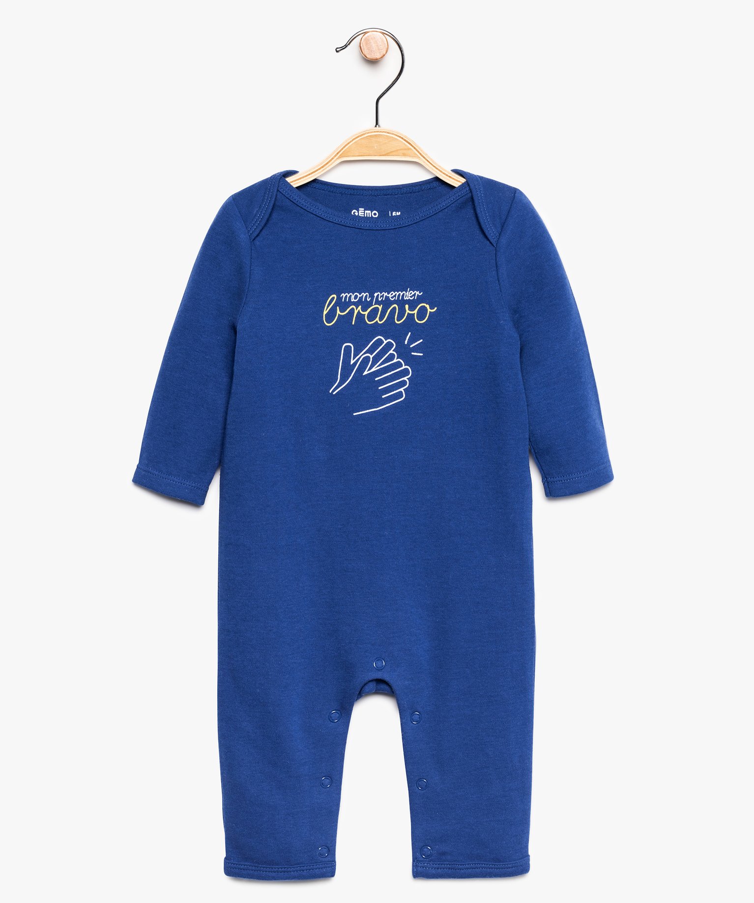 Gemo Vetements Garcon Pyjama Bebe Garcon Sans Pieds En Coton Bio Bleu Bebe Gemo