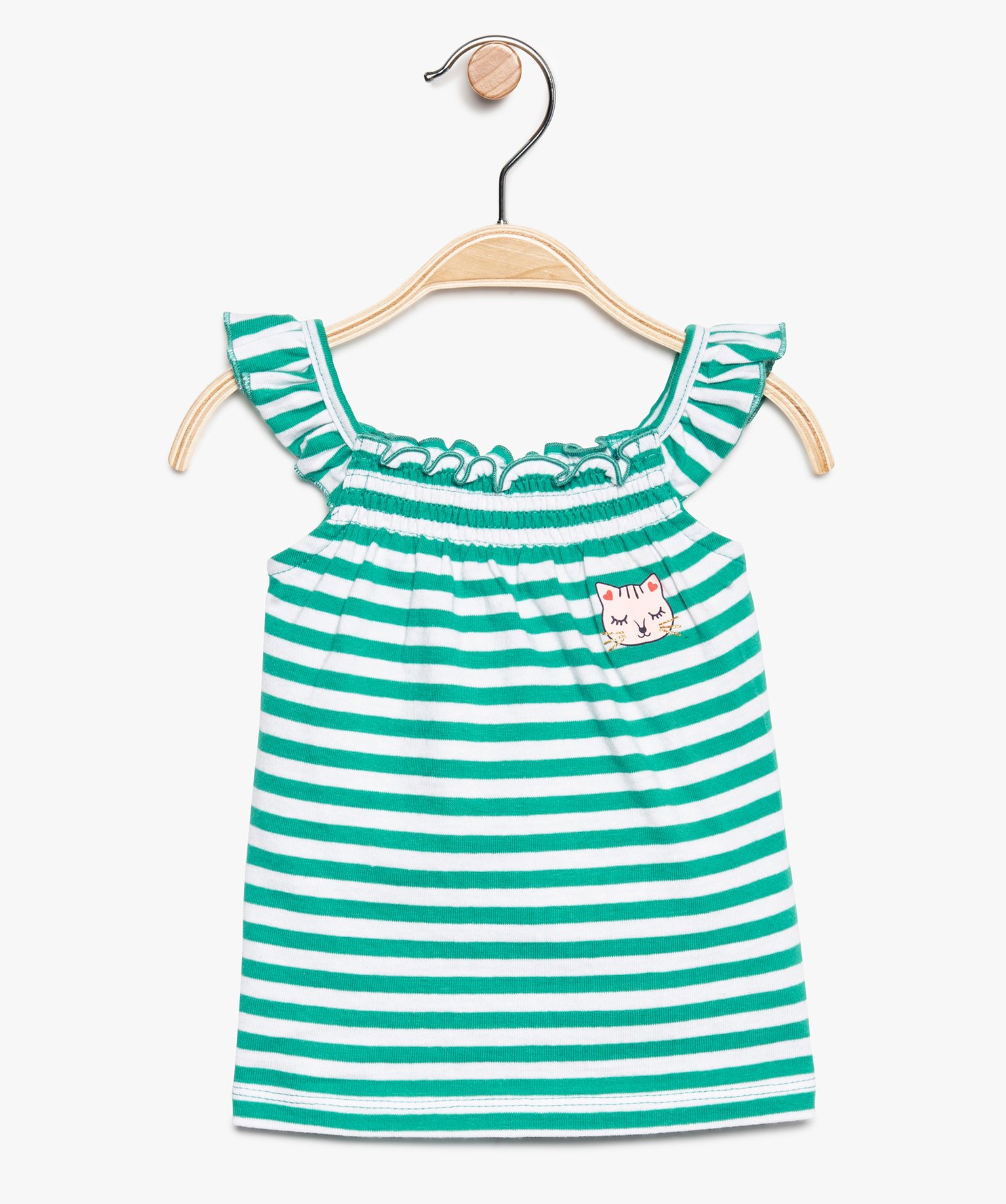 Gemo Vetements Fille Debardeur Bebe Fille A Smocks Avec Bretelles Volantees Imprime Bebe Gemo