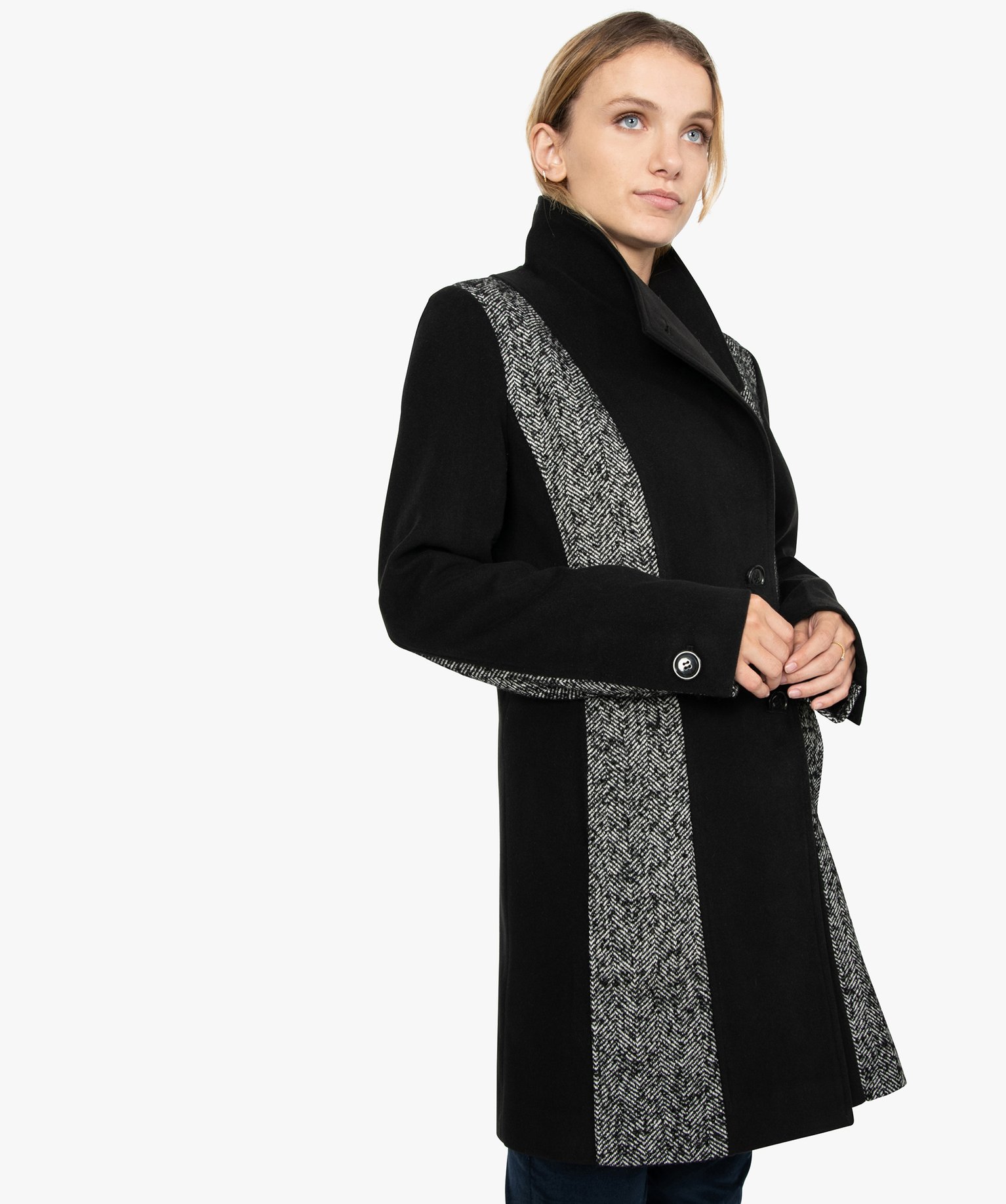 manteau bi matiere femme