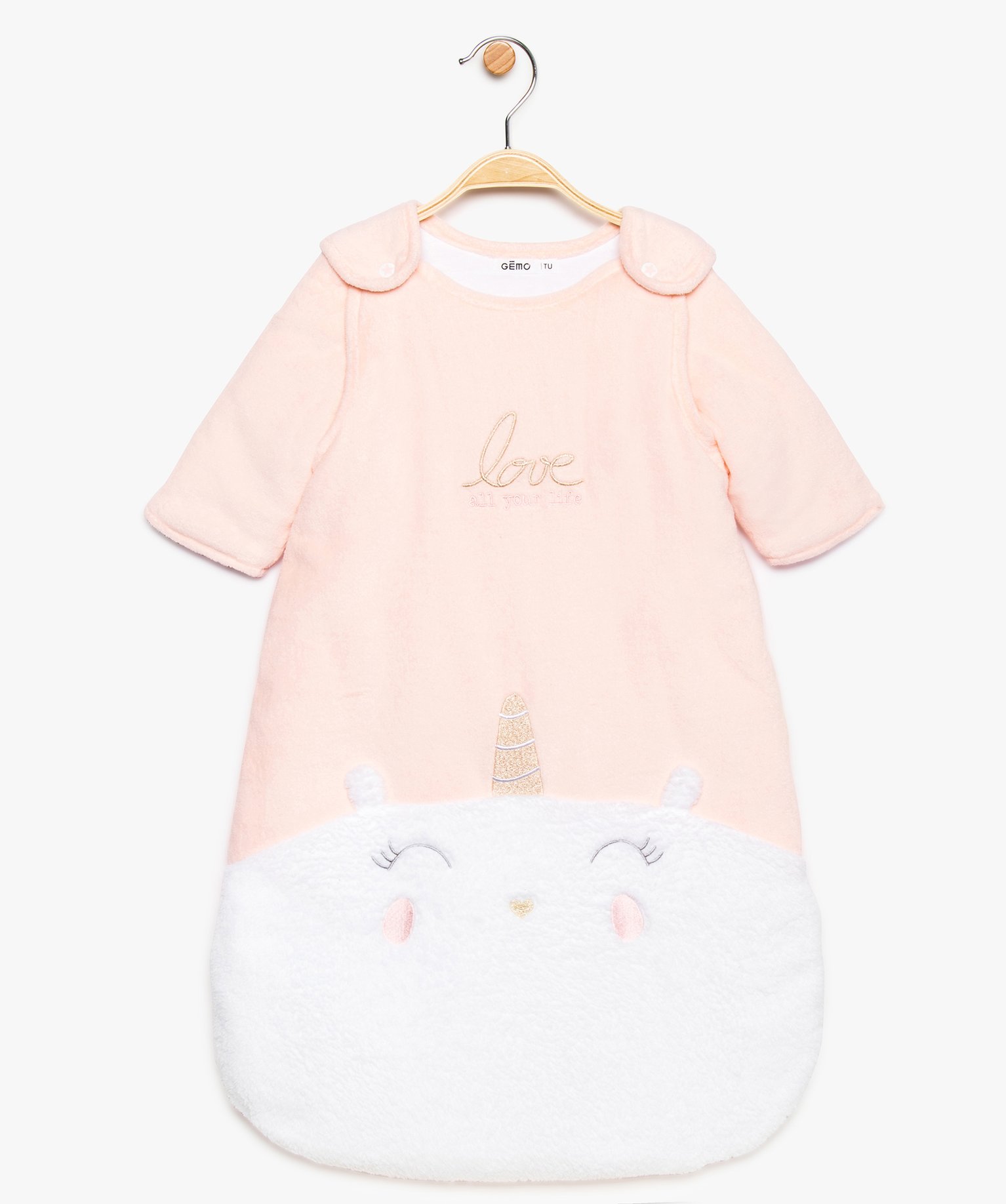 Gemo Naissance Gigoteuse Bebe Fille Dhiver Avec Manches Amovibles Et Broderies Blanc Bebe Gemo