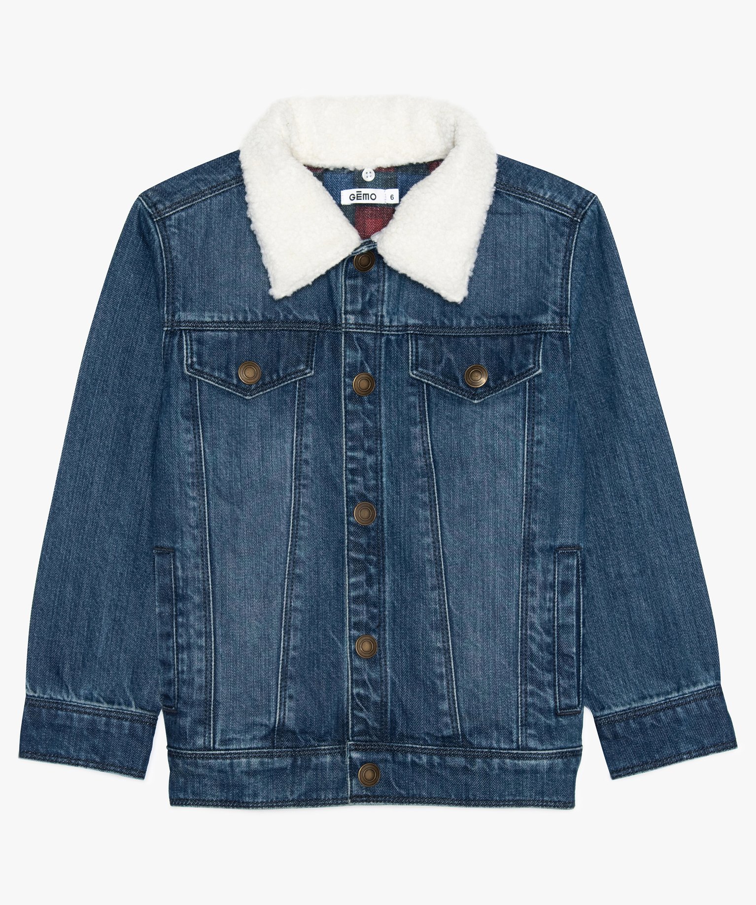 Gemo vetements veste jean garcon avec col amovible gris blousons et vestes garcon GEMO