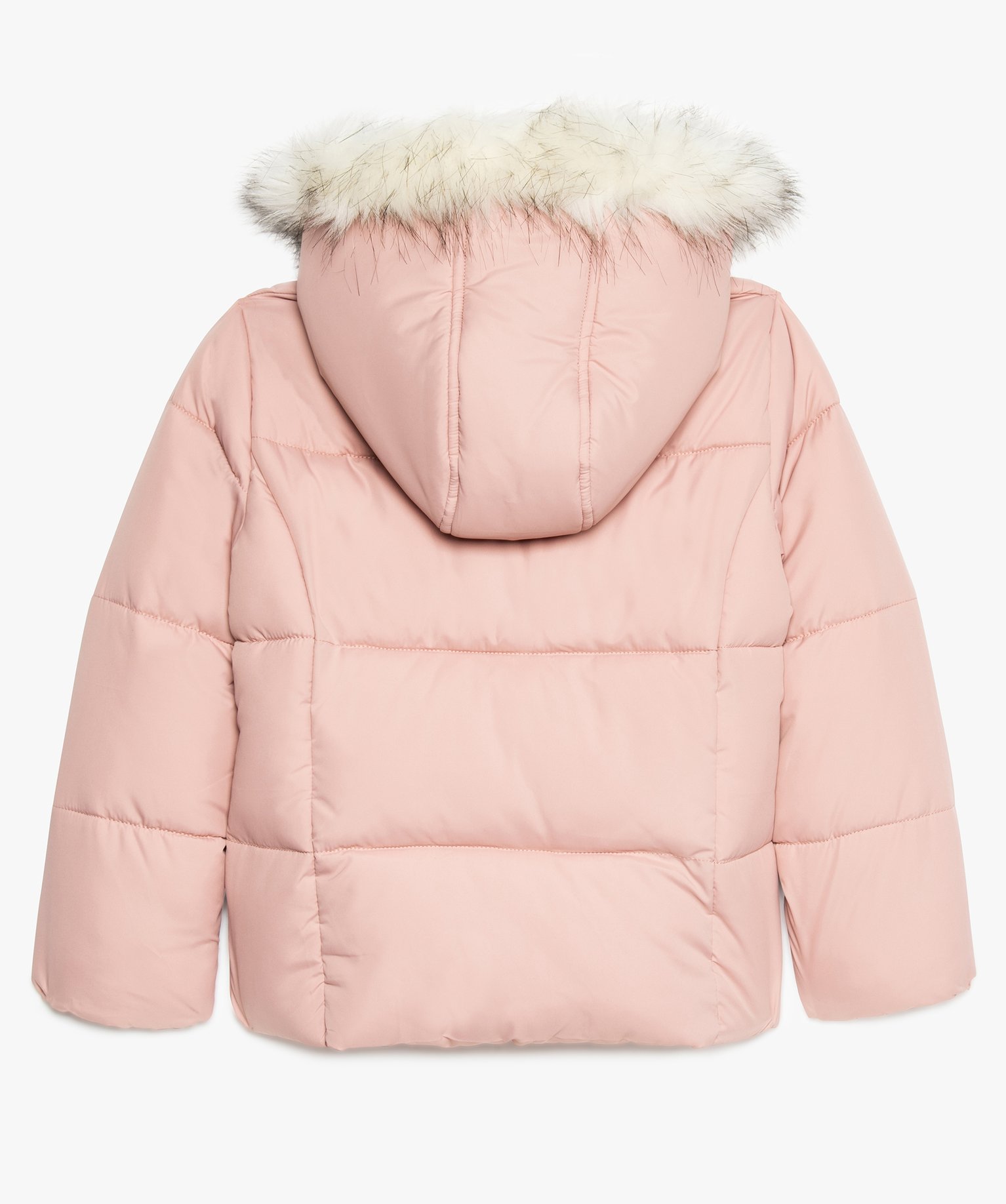 Gemo Vetements Doudoune Fille A Capuche Duveuteuse Rose Fille Gemo
