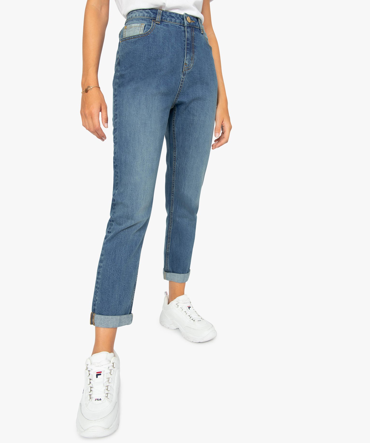 Femme Vêtements Jeans Jeans coupe droite Pantalon en jean Jean Vetements en coloris Bleu 