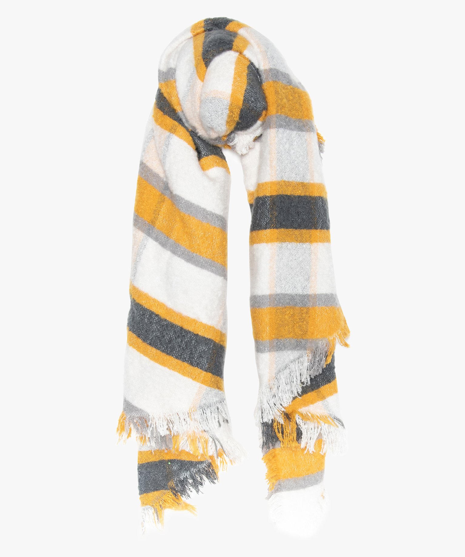 Gemo Sacs Et Accessoires Echarpe Femme Oversize A Rayures Colorees Jaune Femme Gemo