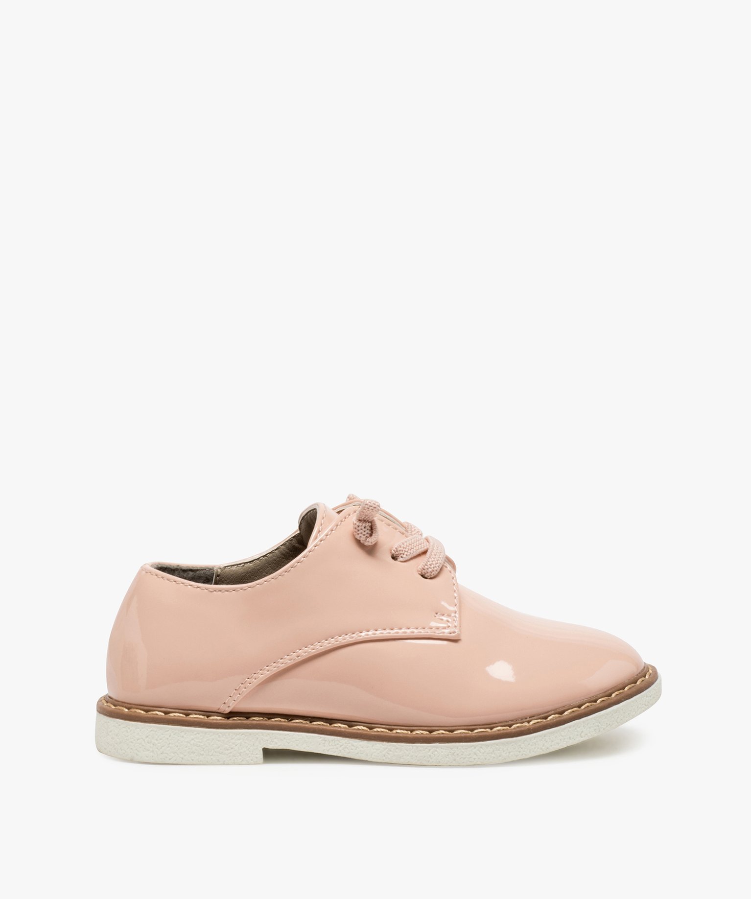 Gemo chaussures derbies fille vernies a lacets elastiques rose ballerines fille GEMO