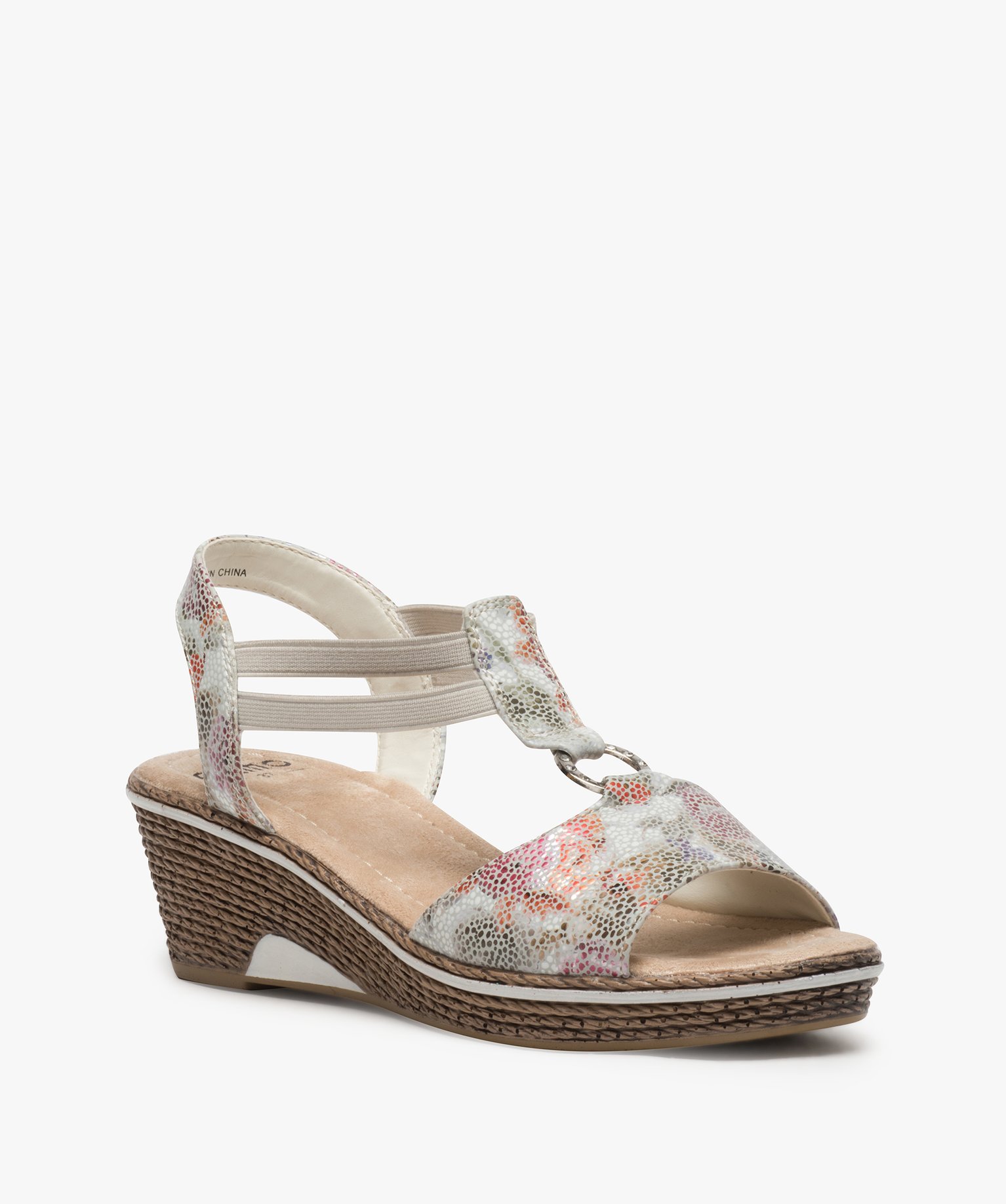 Gemo Chaussures Femmes Gemo chaussures sandales confort femme a talon compense multicolores blanc femme | GÉMO