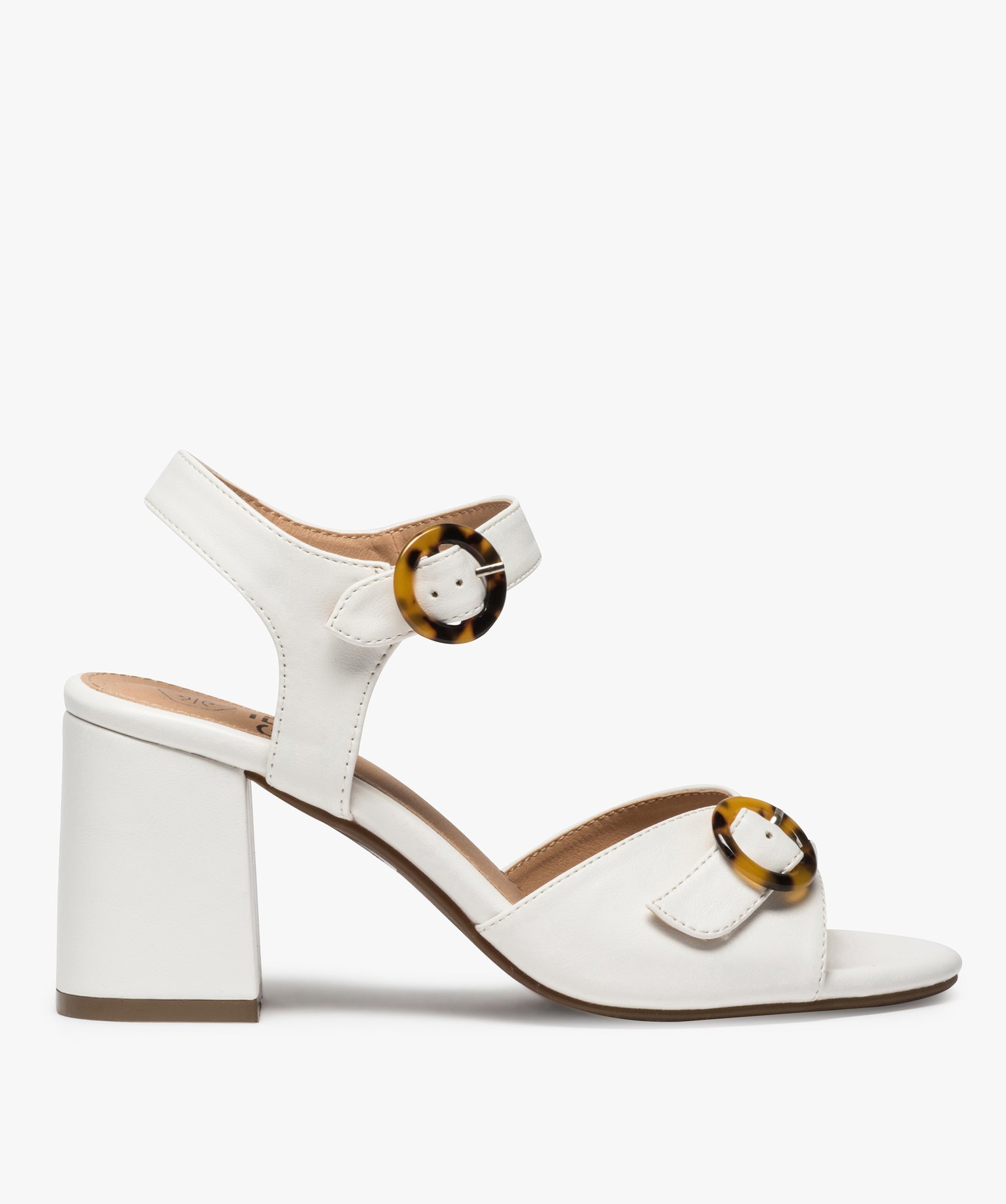 Chaussures Gémo Femme 2021 Gemo chaussures sandales femme a talon carre unies et boucles fantaisie blanc femme | GÉMO