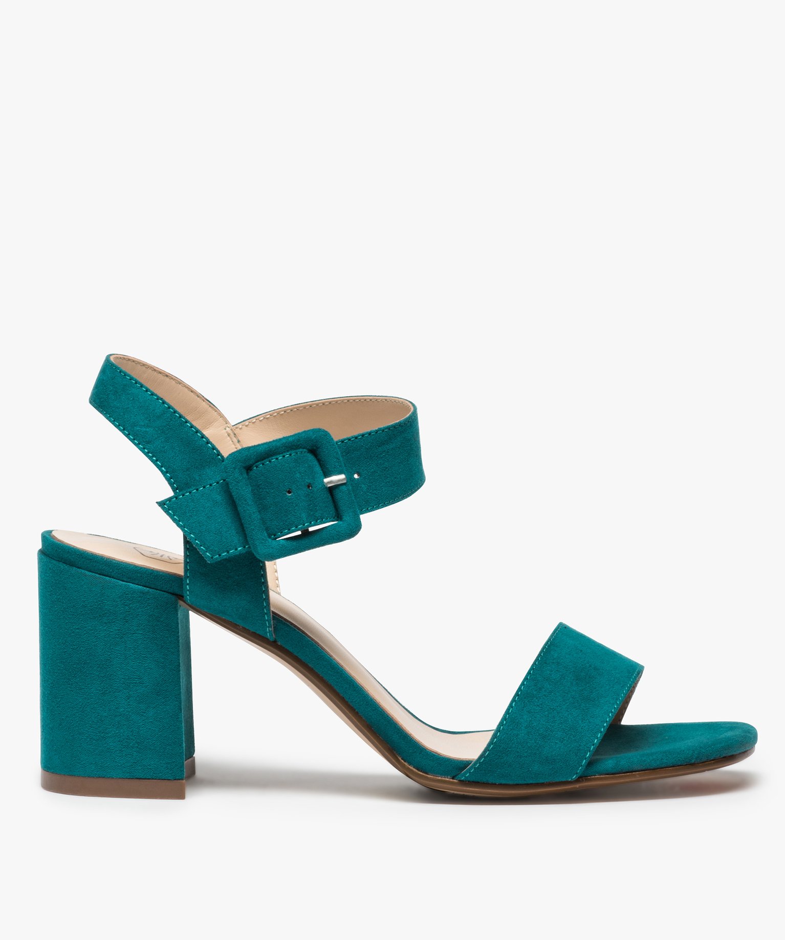 Gemo chaussures sandales femme unies a talon carre et bride a