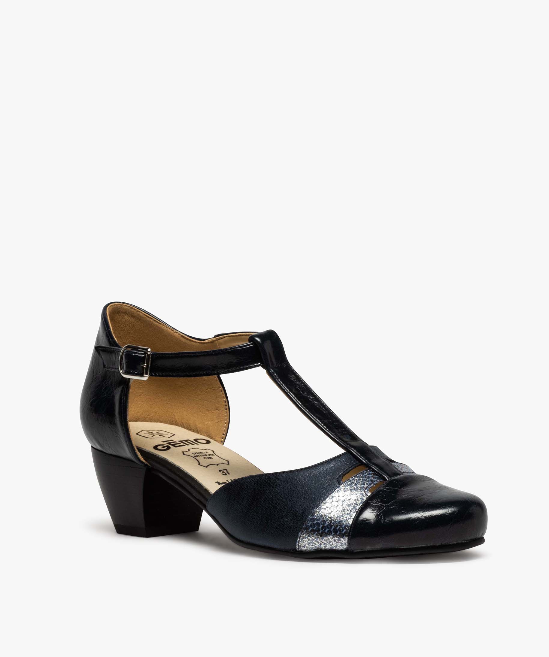 Gemo Chaussures Femmes Gemo chaussures escarpins femme confort style salomes pailletes a talon bleu femme | GÉMO
