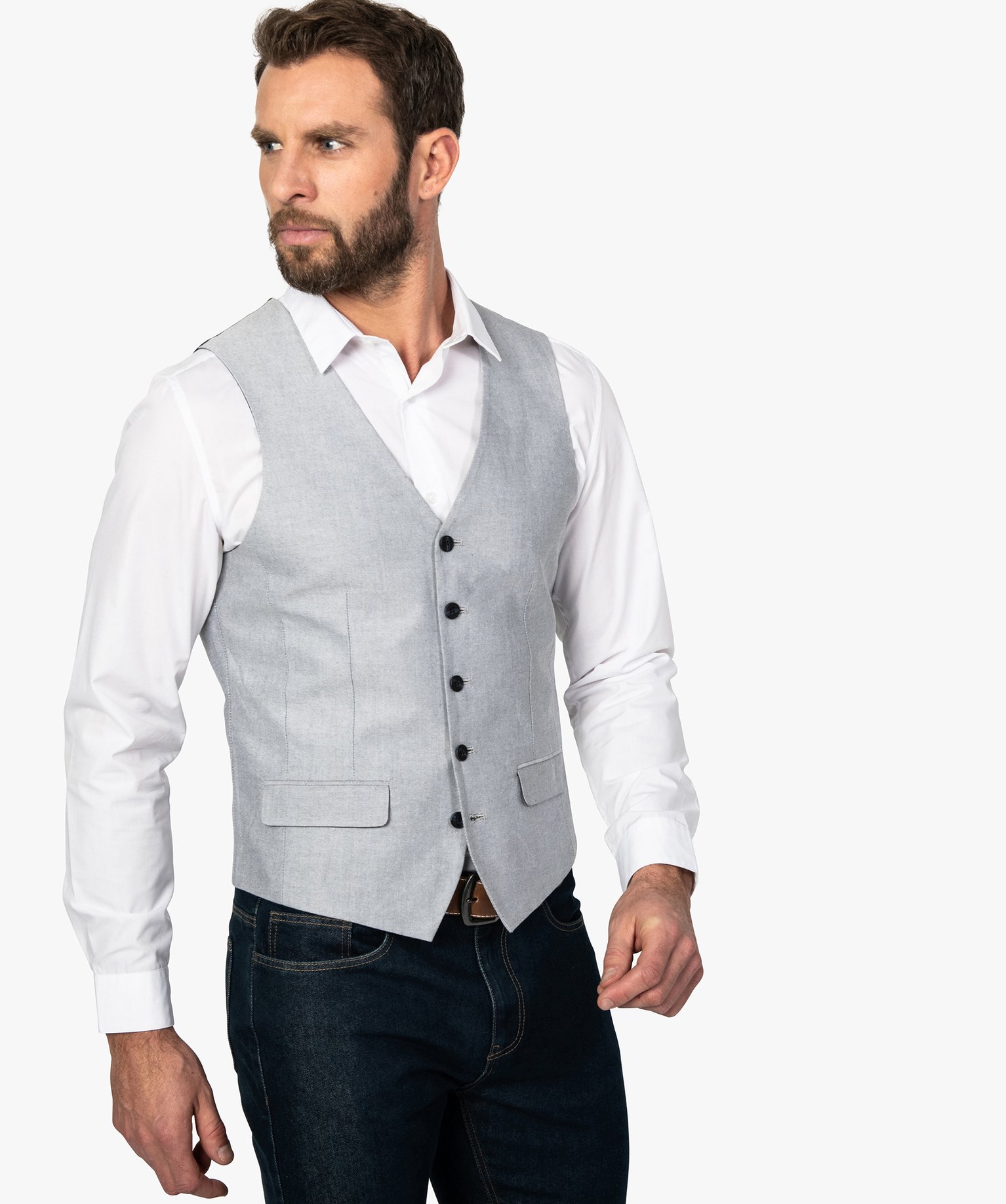 Gemo vetements gilet de costume homme fermeture 5 boutons gris vestons gilets de costume homme GEMO