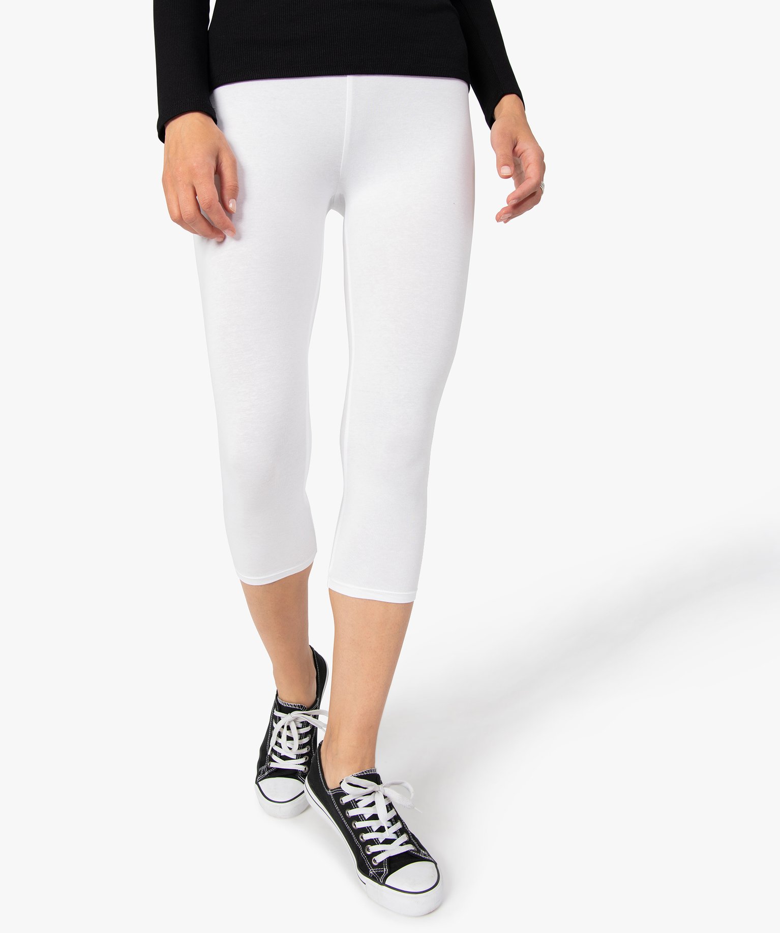 leggings femme contenant du coton bio longueur mollet blanc