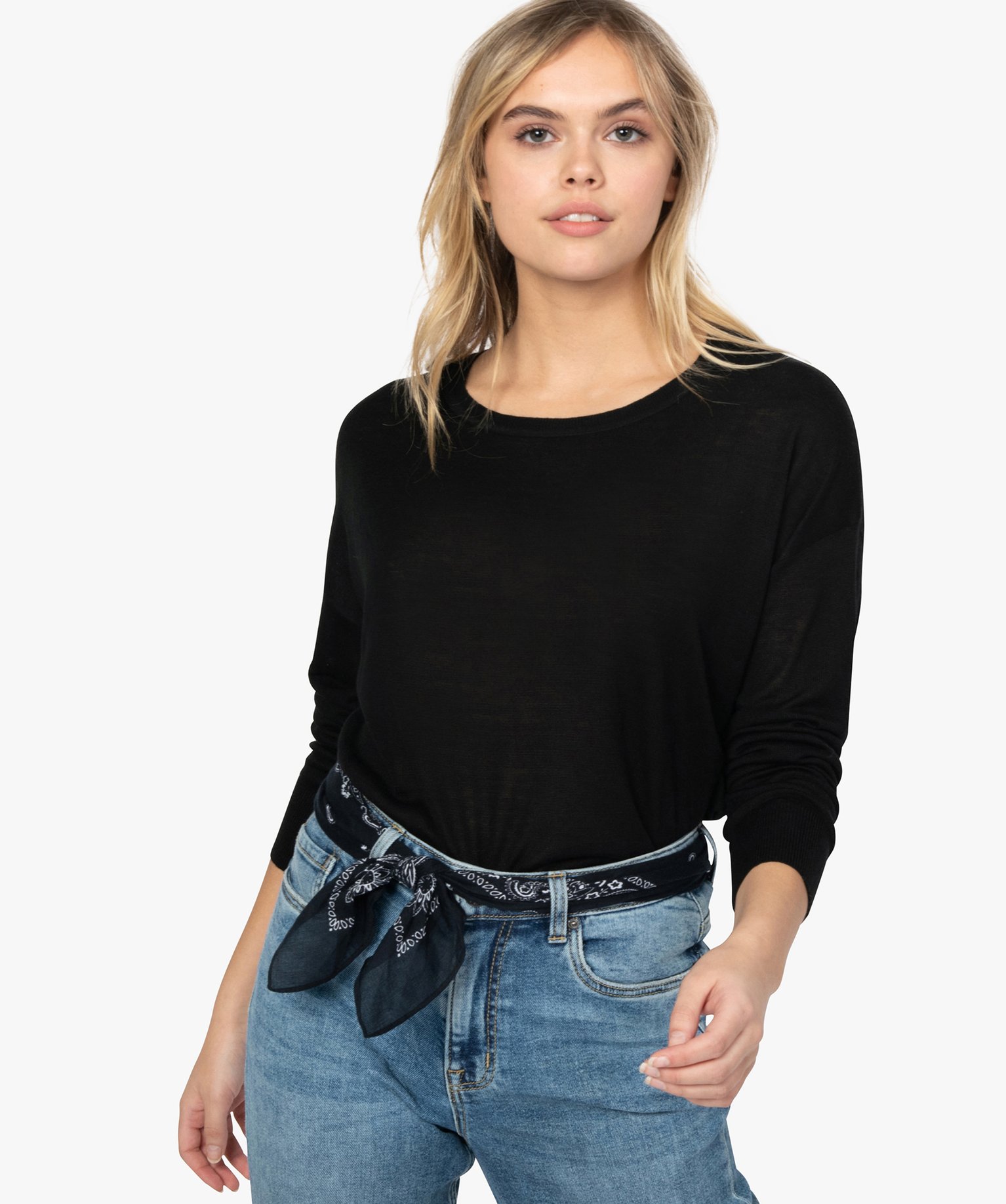 Pull noir large femme best sale