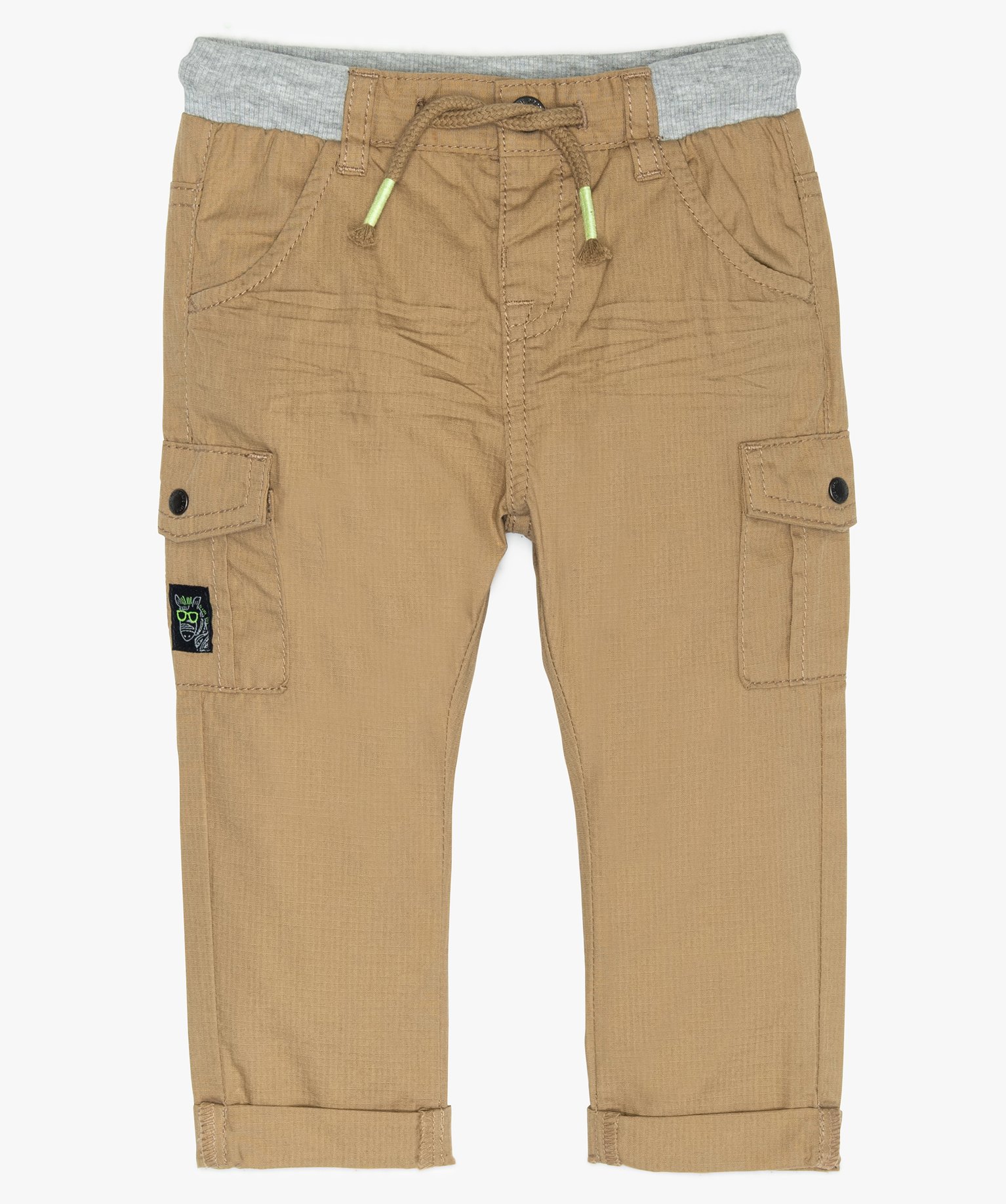 Gemo Vetements Garcon Pantalon Bebe Garcon Cargo En Coton Fin Et Taille Elastique Beige Bebe Gemo