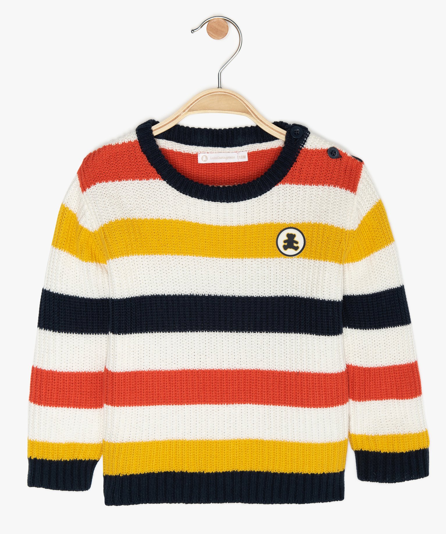 Gemo Vetements Garcon Pull Bebe Garcon A Grosses Rayures Lulu Castagnette Imprime Bebe Gemo