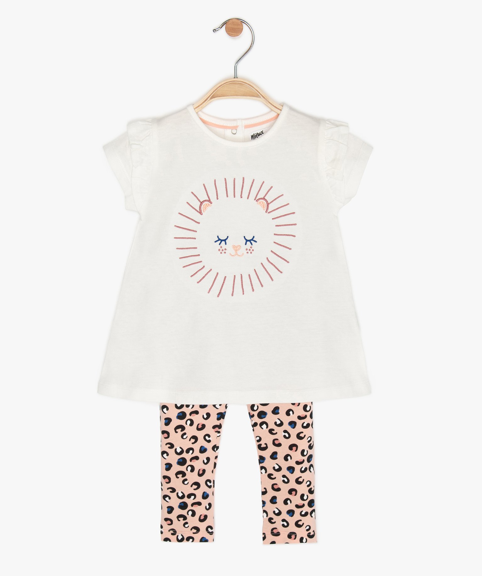 Gemo Vetements Fille Ensemble Bebe Fille 2 Pieces Legging Et Tunique En Coton Bio Blanc Bebe Gemo