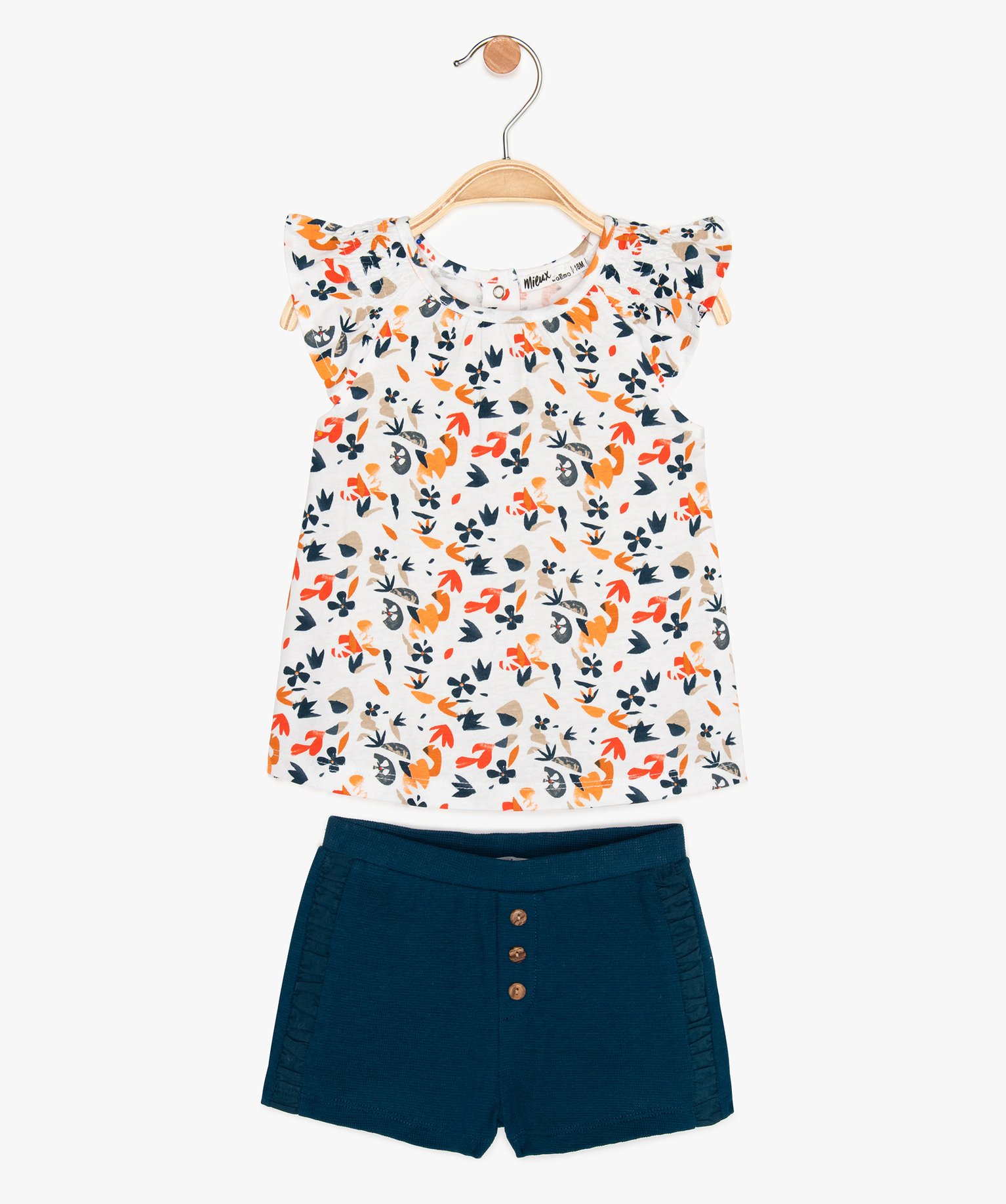Gemo vetements fille ensemble bebe fille 2 pieces bicolore en coton bio ...