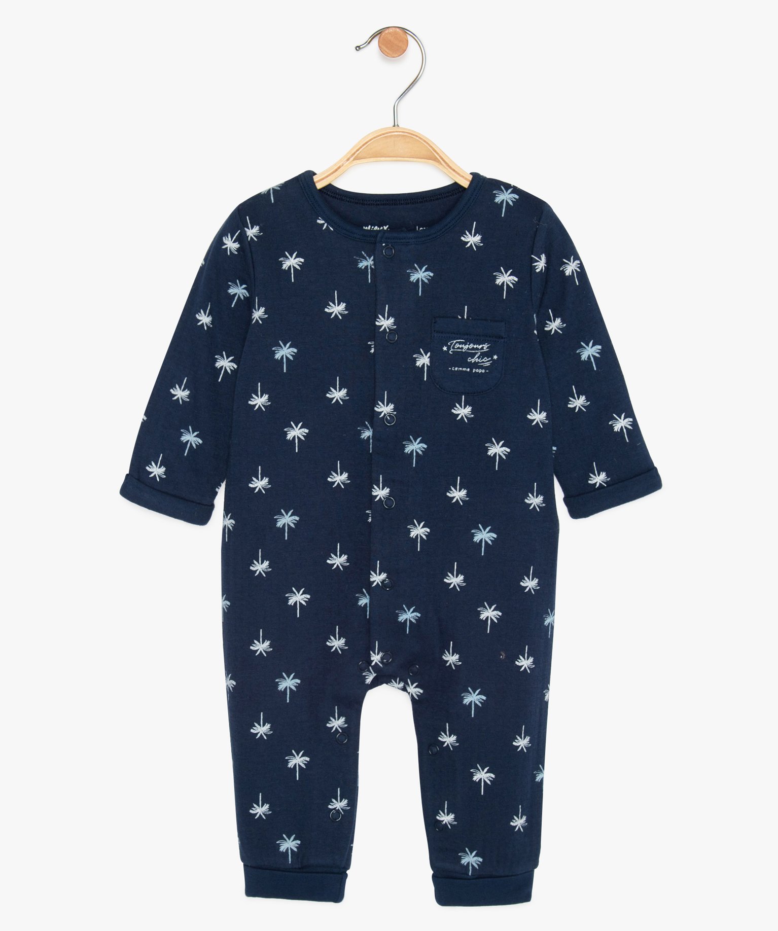 Gemo Vetements Garcon Pyjama Bebe Garcon Sans Pieds Imprime Palmiers Bleu Bebe Gemo
