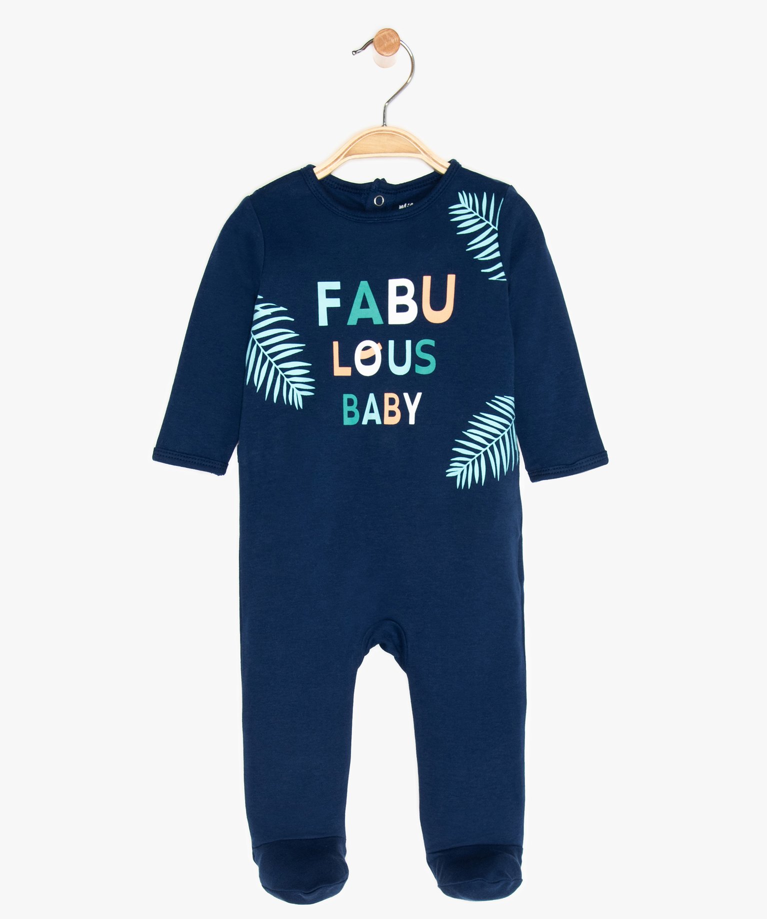 Gemo vetements garcon pyjama bebe garcon imprime sur lavant en coton bio  bleu bebe