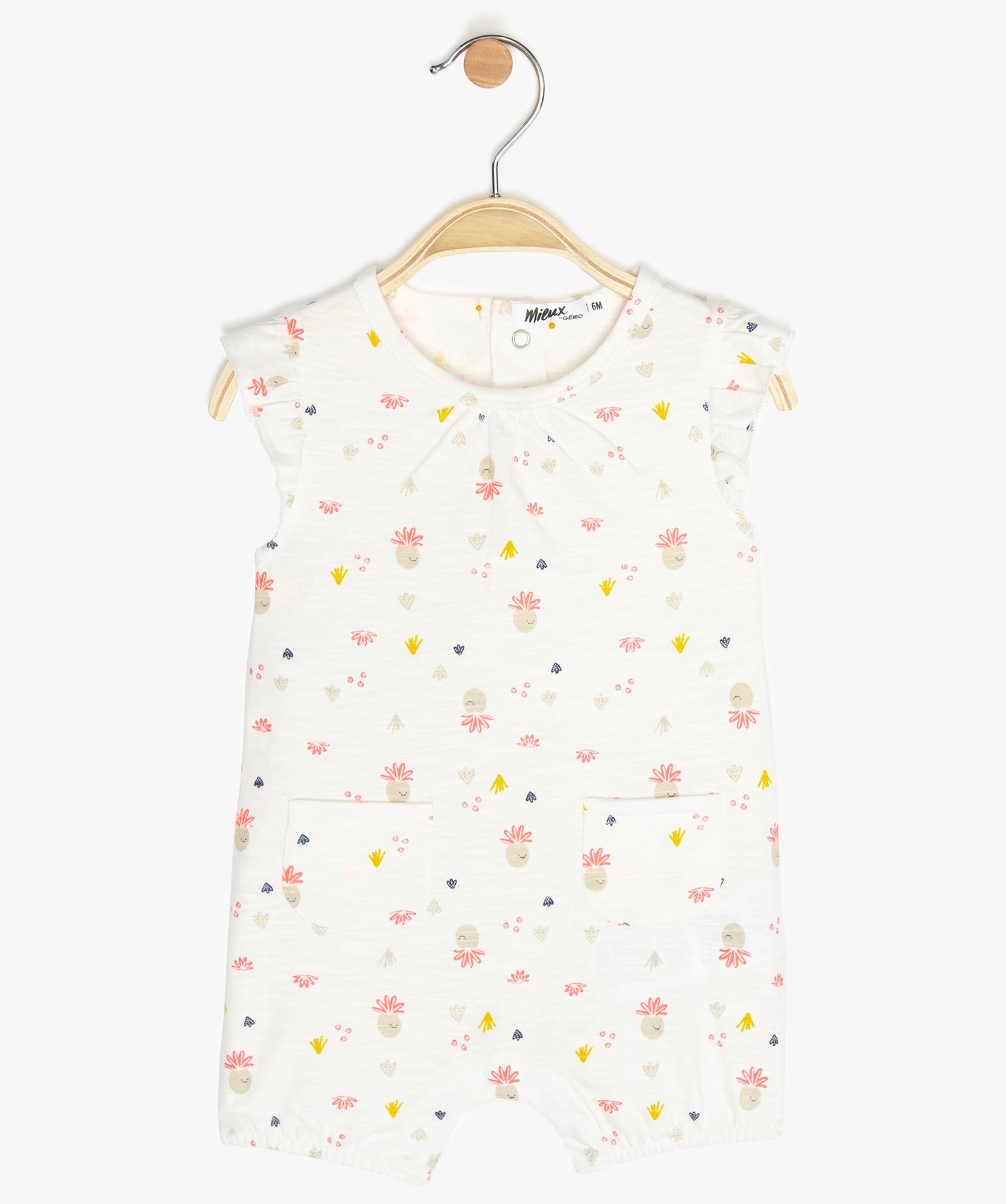 Gemo Vetements Fille Combishort Bebe Fille Imprimee A Epaules Volantees En Coton Bio Blanc Bebe Gemo Gemo Vetements Fille Combishort Bebe Fille Imprimee A Epaules Volantees En Coton Bio Blanc Bebe Gemo