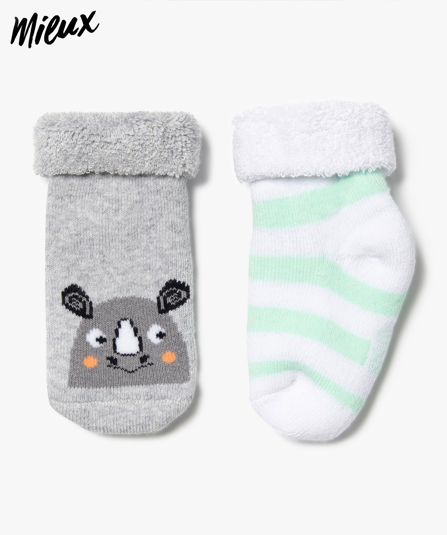 Gemo Vetements Garcon Chaussettes Bebe Garcon A Motifs En Maille Bouclettes Lot De 2 Gris Bebe Gemo