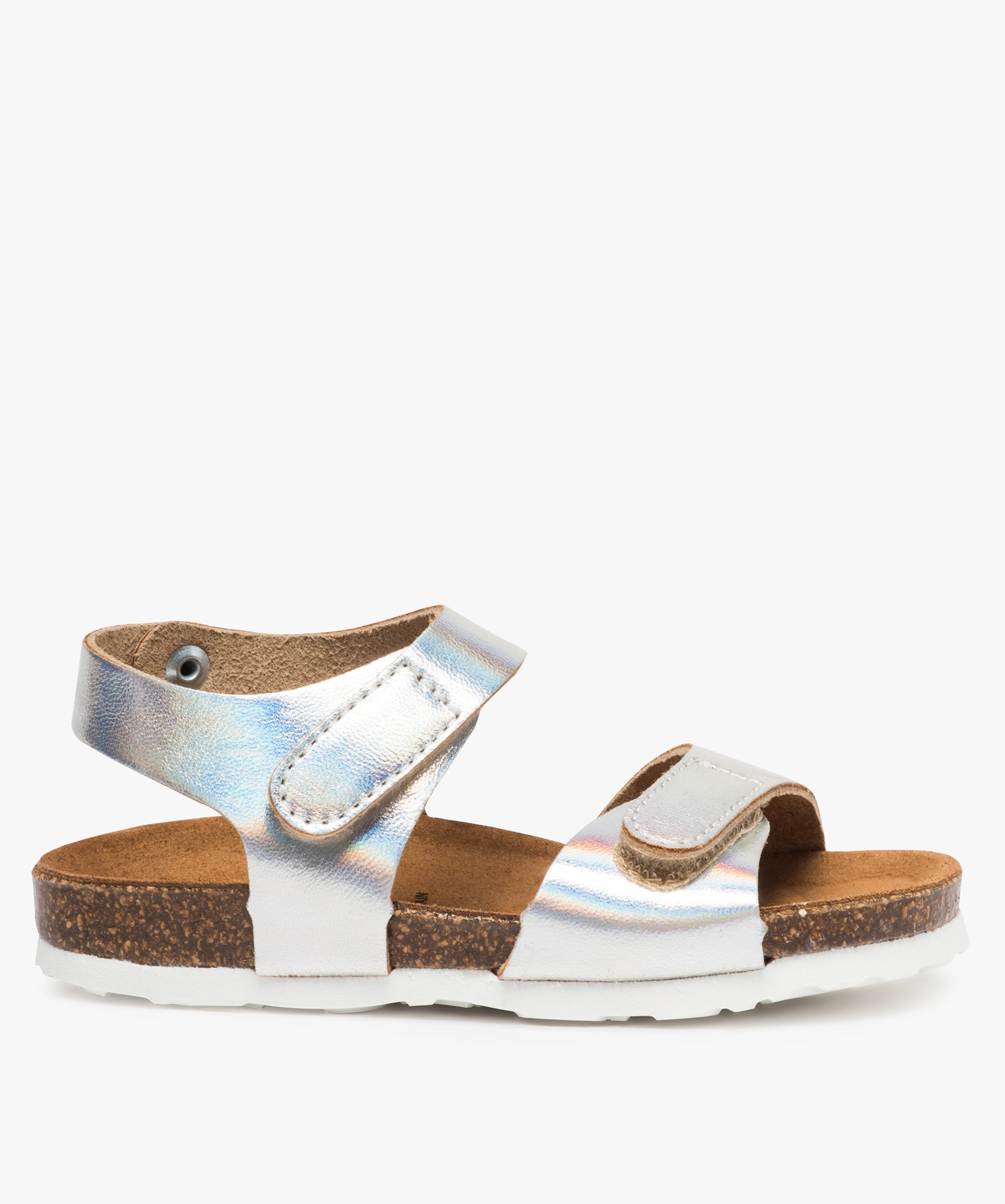 Gemo chaussures fille sandales bebe fille a brides scratch irisees gris sandales et nu pieds bebe GEMO